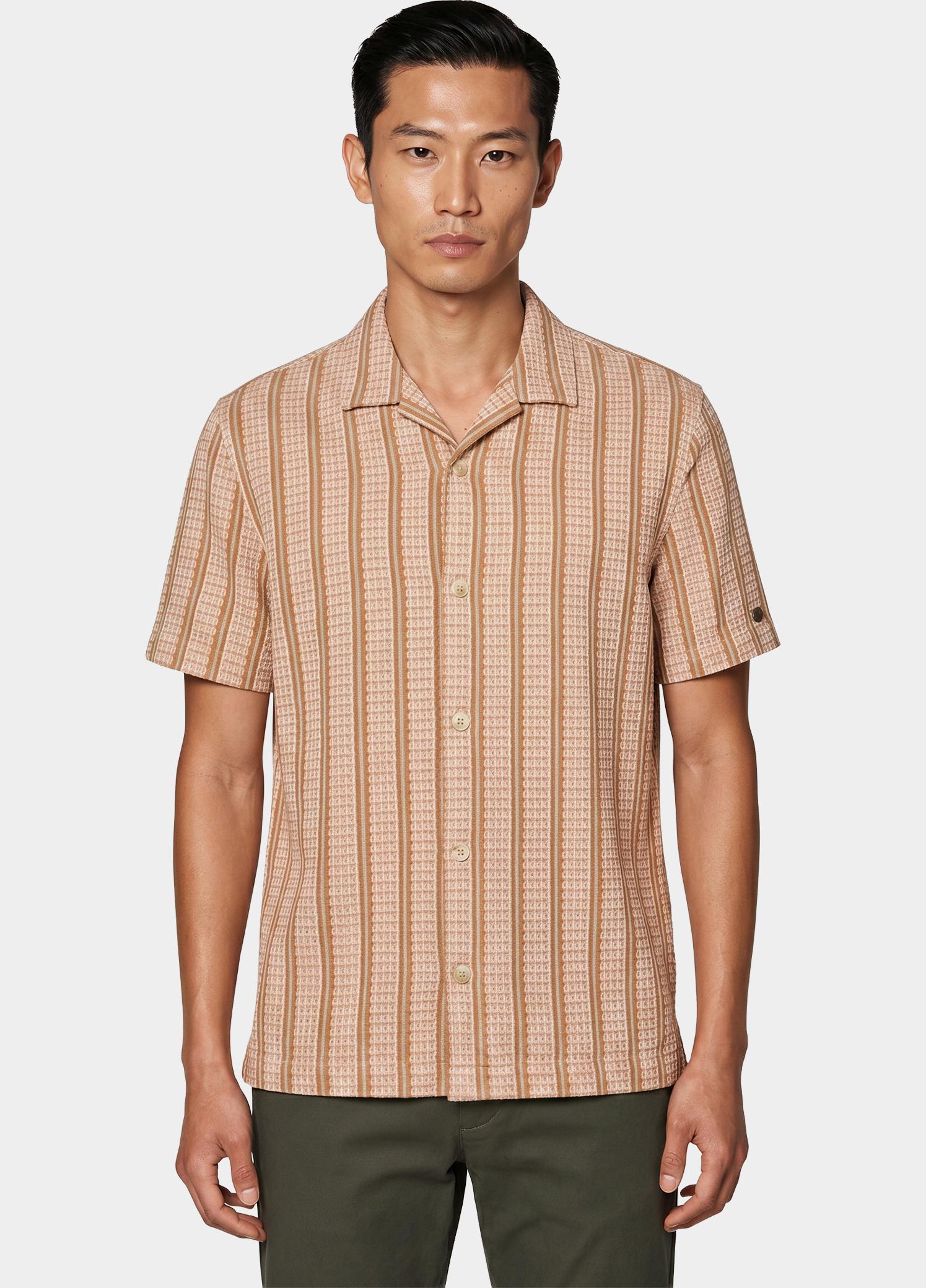 Cast Iron overhemd korte mouw heren Bruin Short Sleeve Shirt Yarn dye s CSIS2606292/8136