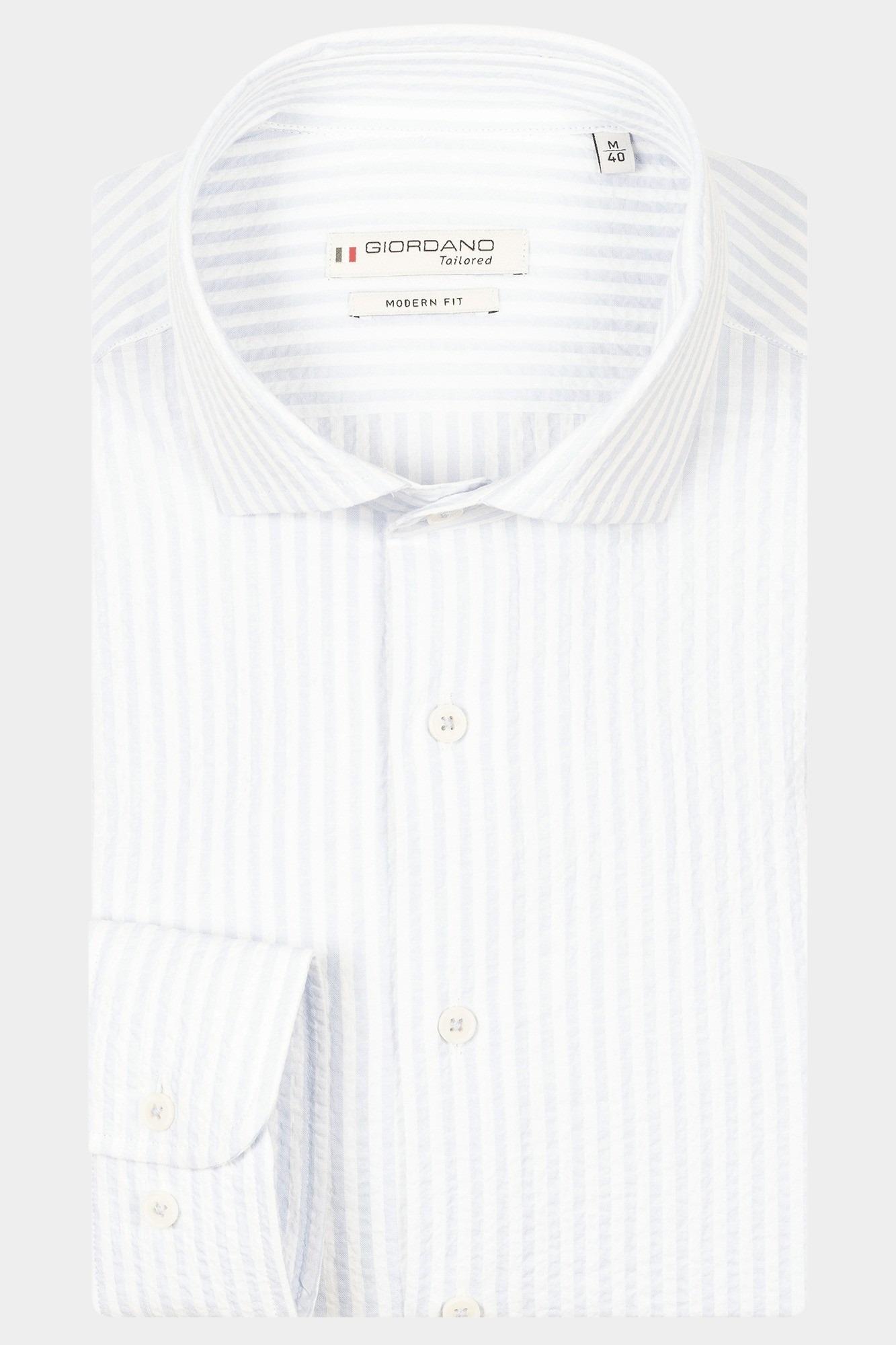 Giordano Casual hemd lange mouw Blauw Row Long sleeve cutaway Seers 517861/60