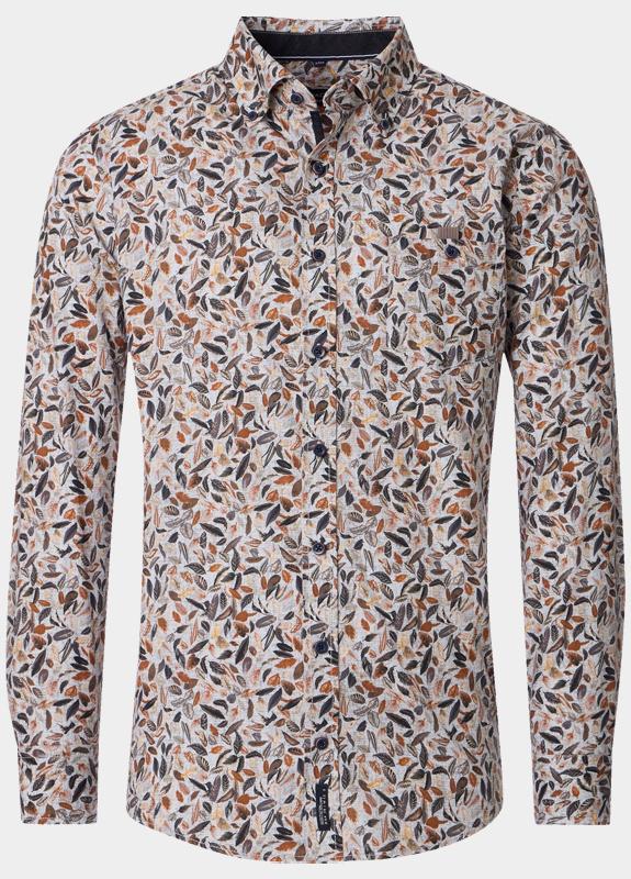 Casamoda Casual hemd lange mouw Bruin B.D. Casual Fit 454483400/200