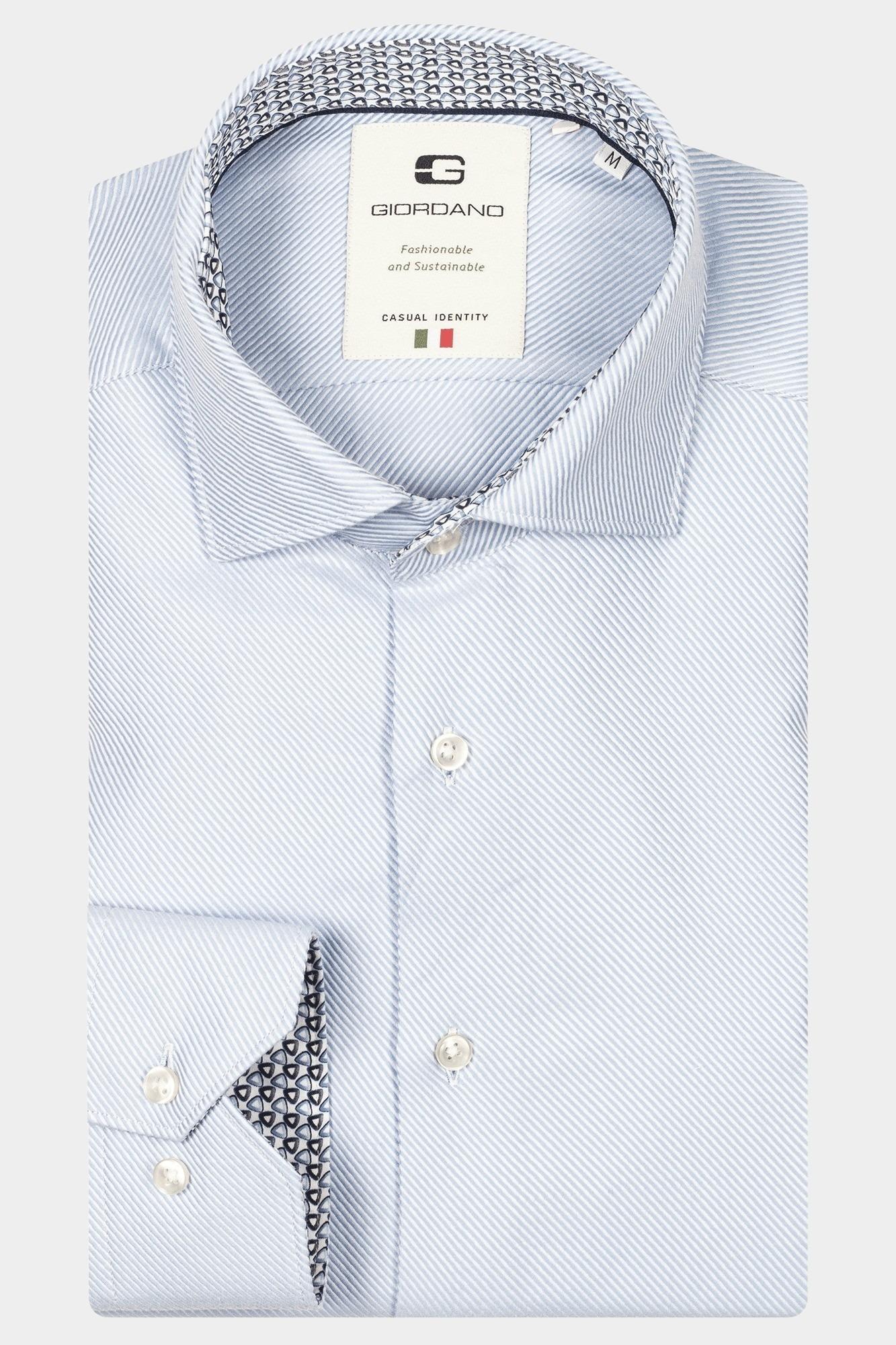 Giordano Casual hemd lange mouw Blauw Maggiore long sleeve semi cut 517880/61