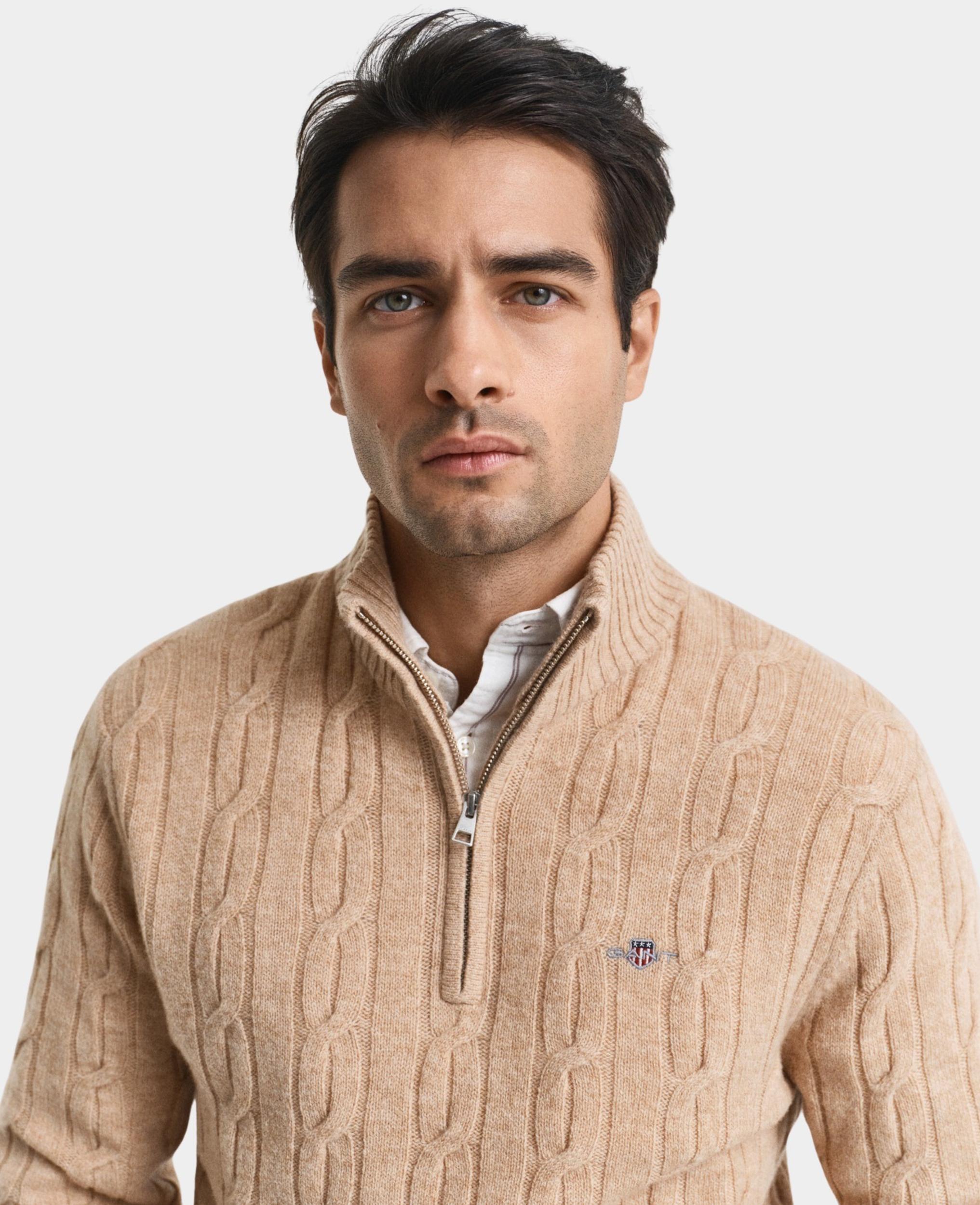 Gant Half Zip Beige Lambswool Cable Half Zip 8050260/296
