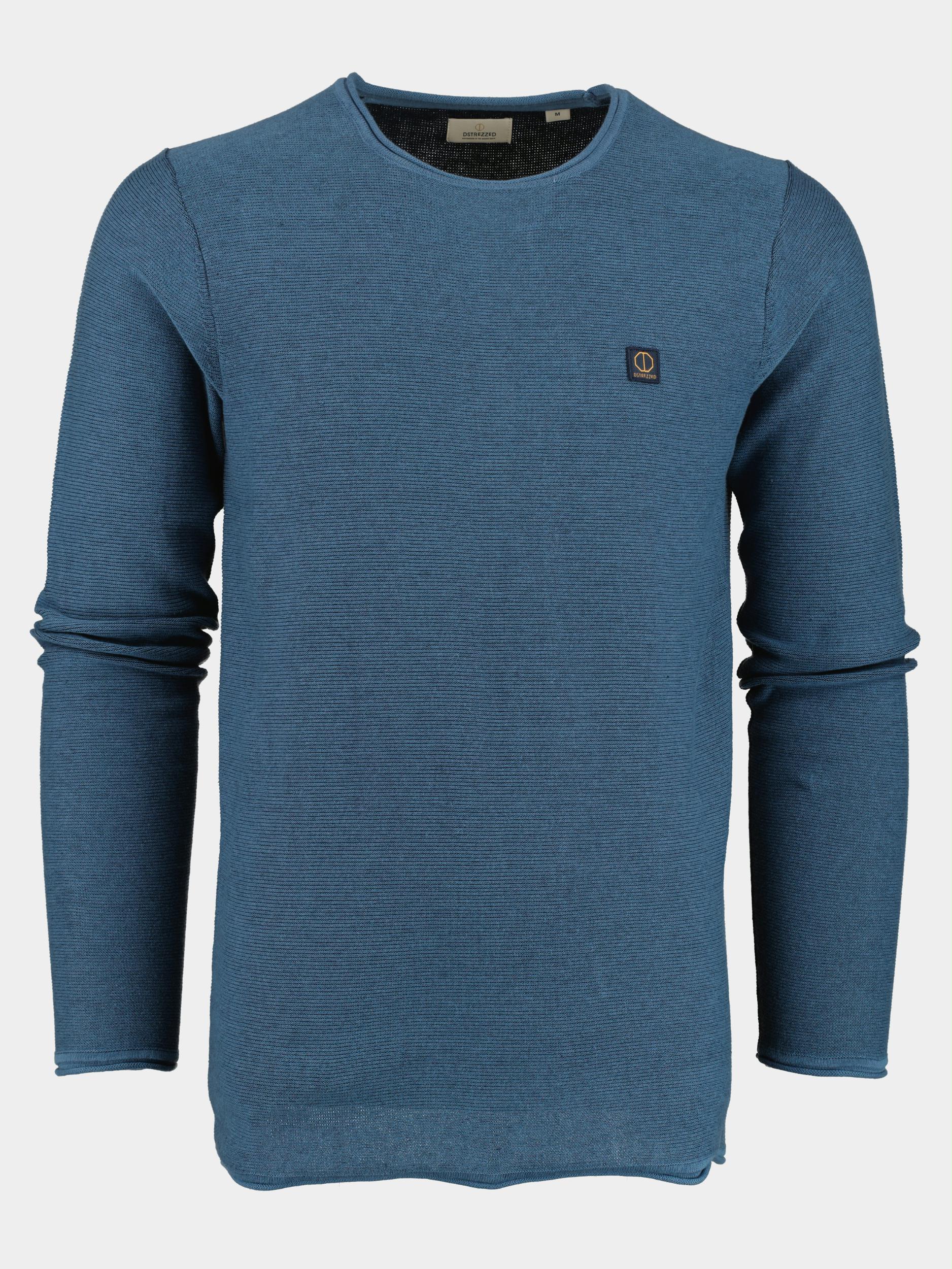 Dstrezzed Sweater Blauw Crew Neck Plaited Cotton 405552/649