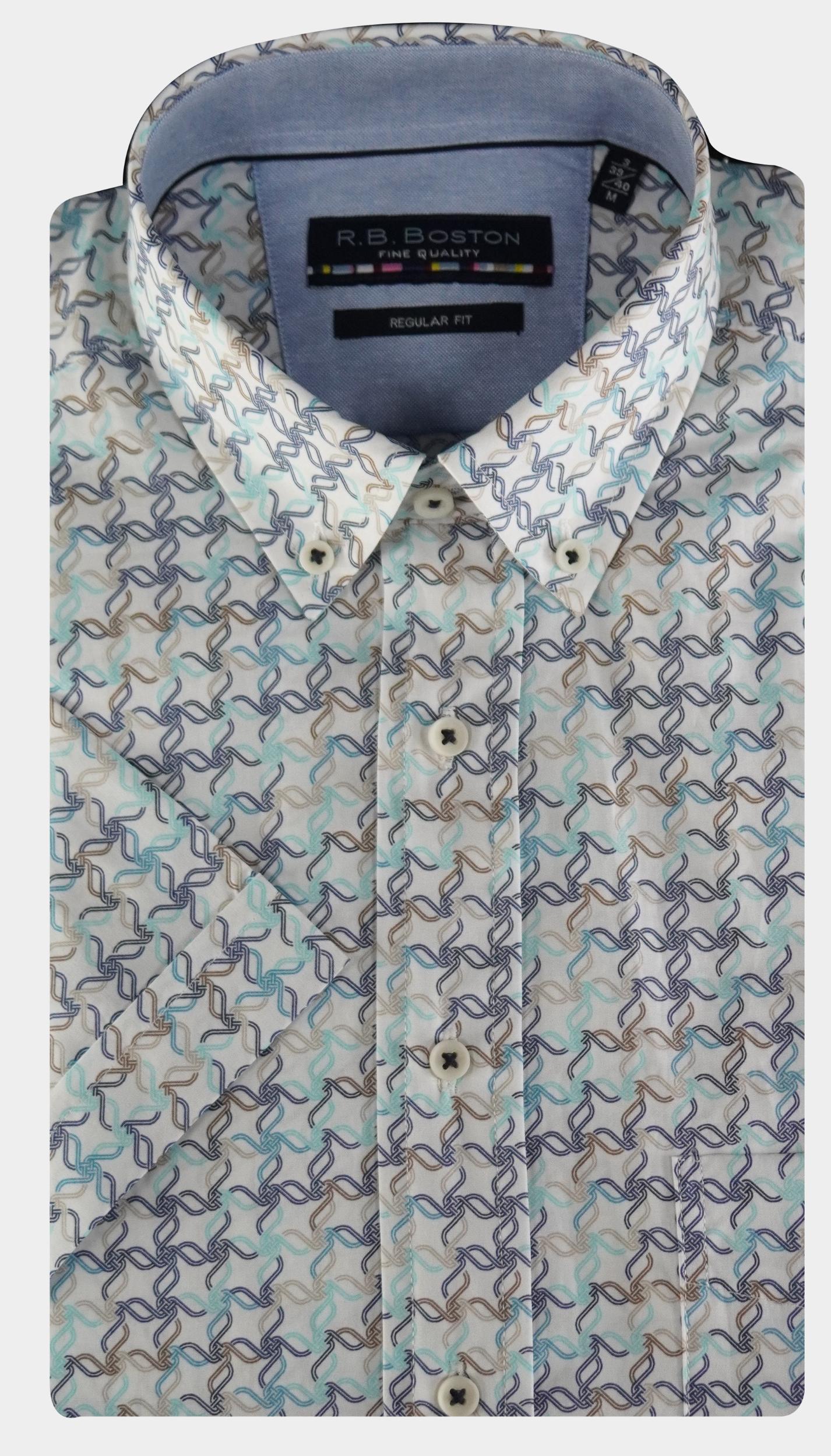 R.B. Boston Casual hemd korte mouw Multi regular fit grafische print 516670/829