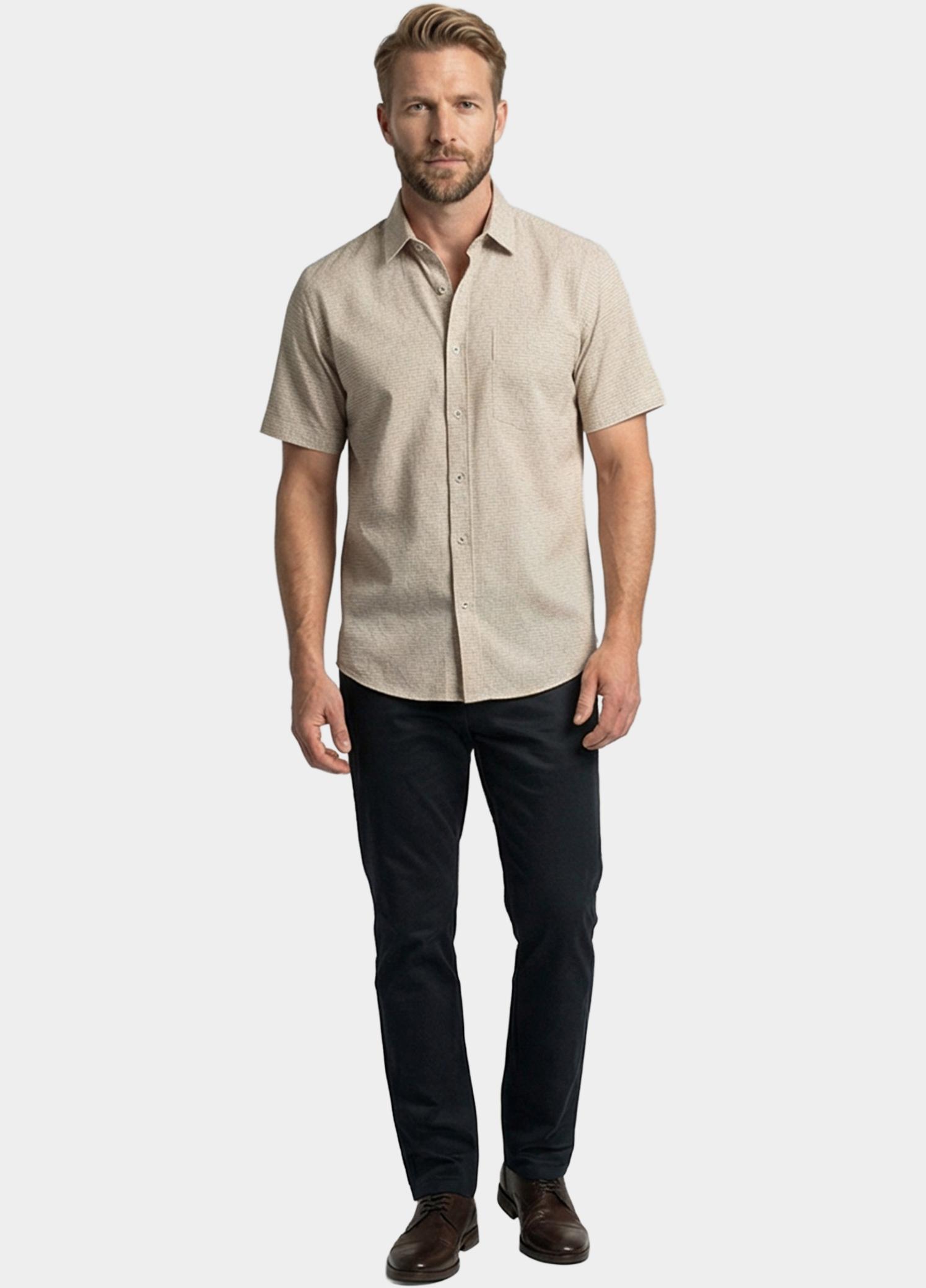 Giordano overhemd korte mouw heren Bruin Puglia Short Sleeve Shirt  Gr 616861/80