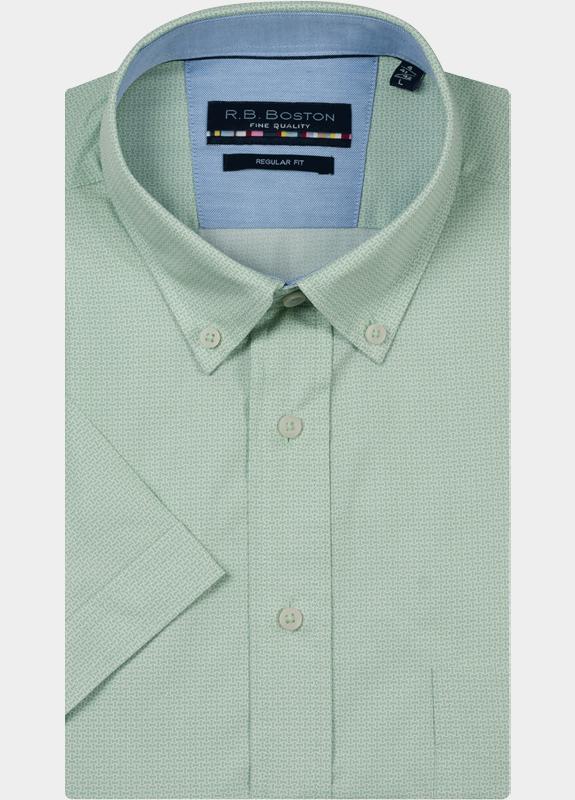 R.B. Boston overhemd korte mouw heren Groen Marshall SS Button Down 616670/74