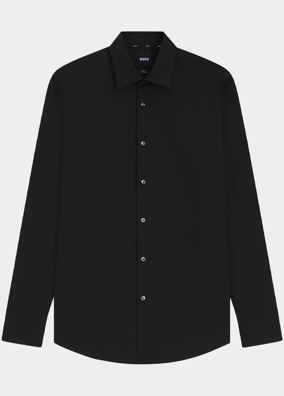 BOSS Black Business hemd lange mouw Zwart H-HANK-kent slim fit 10219212 50469345/001