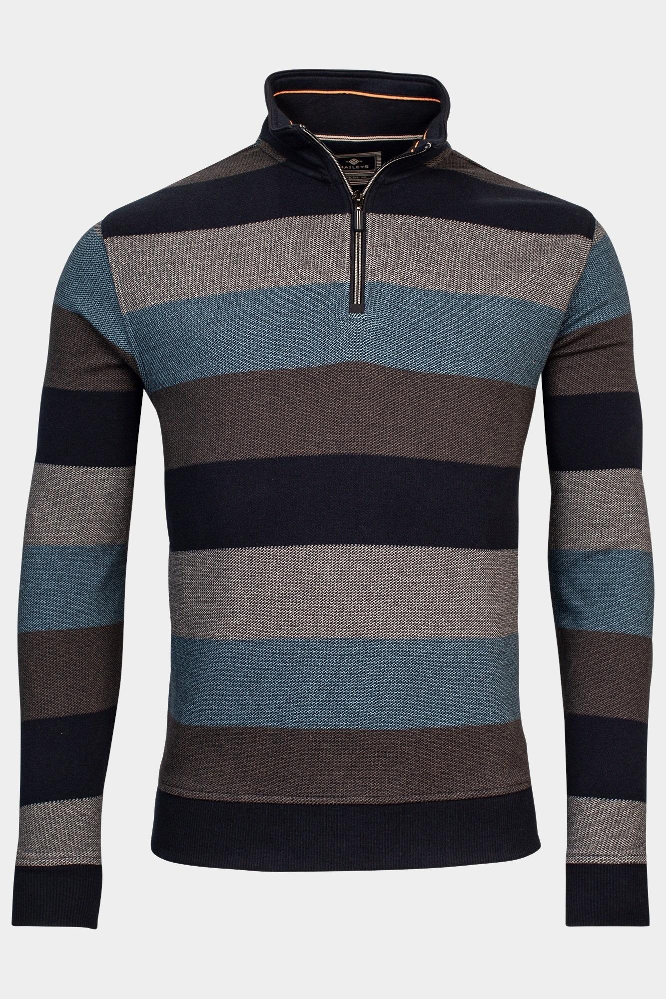 Baileys Half Zip Blauw Sweatshirt 1/2 zip Jacquard p 323199/62