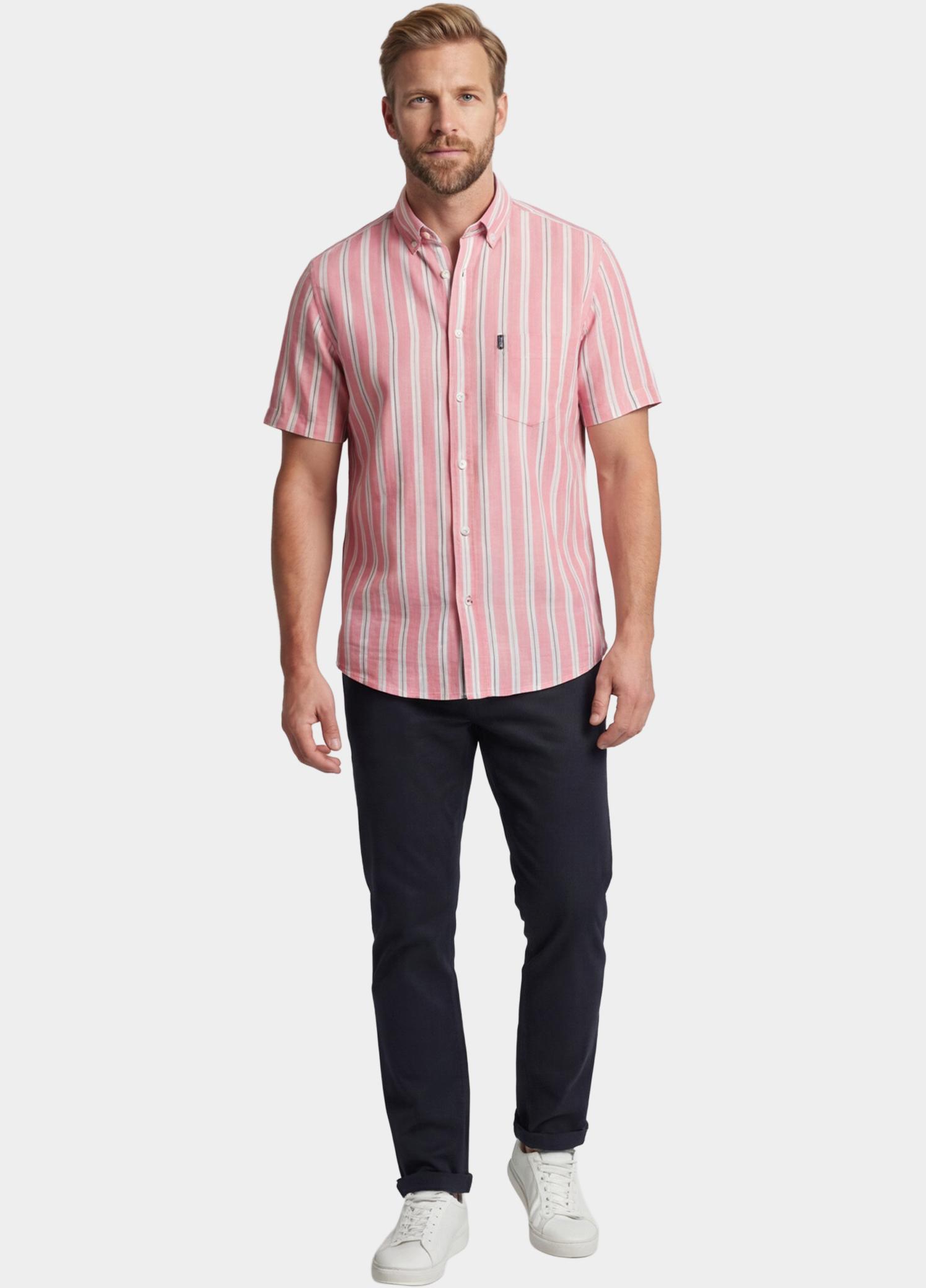 Giordano overhemd korte mouw heren Roze League Short Sleeve Button Do 616118/50