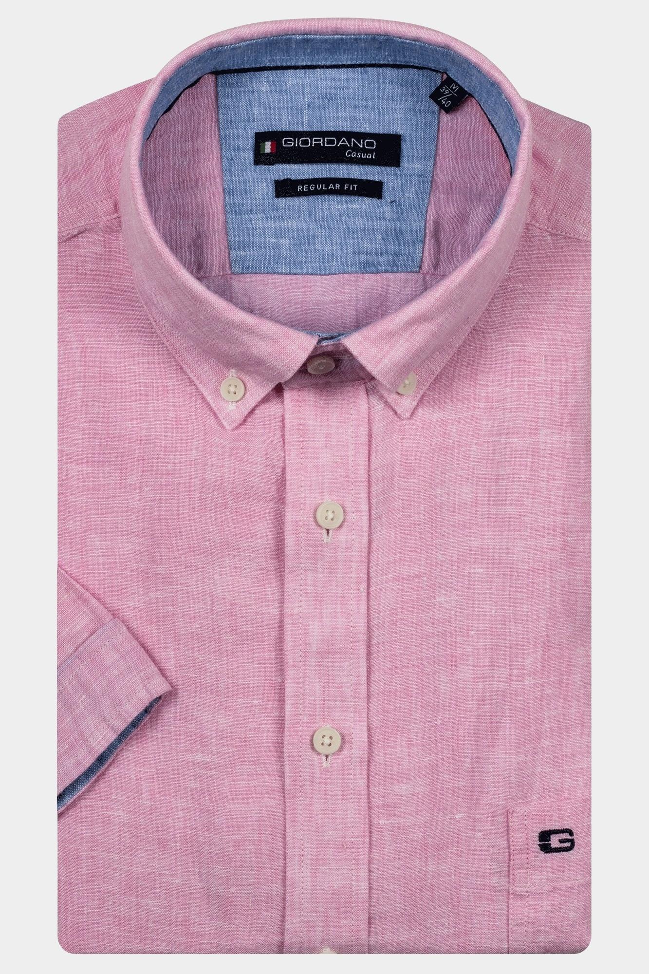 Giordano Casual hemd korte mouw Roze League Short Sleeve button do 516009/50