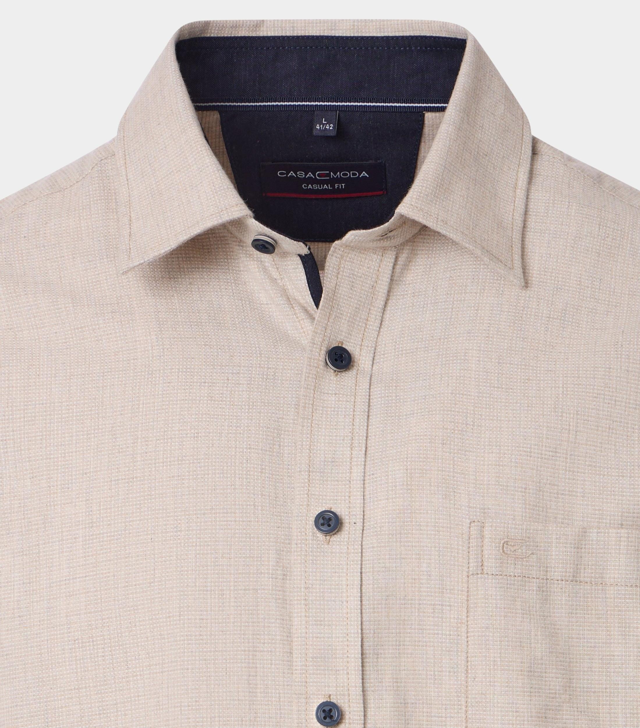 Casamoda Casual hemd lange mouw Beige Kent Casual Fit 454487600/600