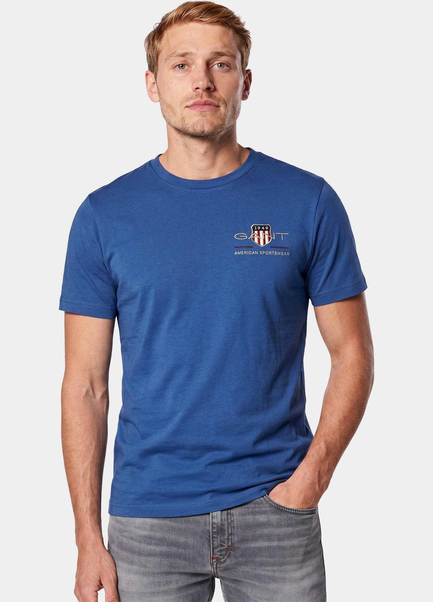 Gant T-shirt heren Blauw Geborduurd Archive Shield T-s 2067004/407
