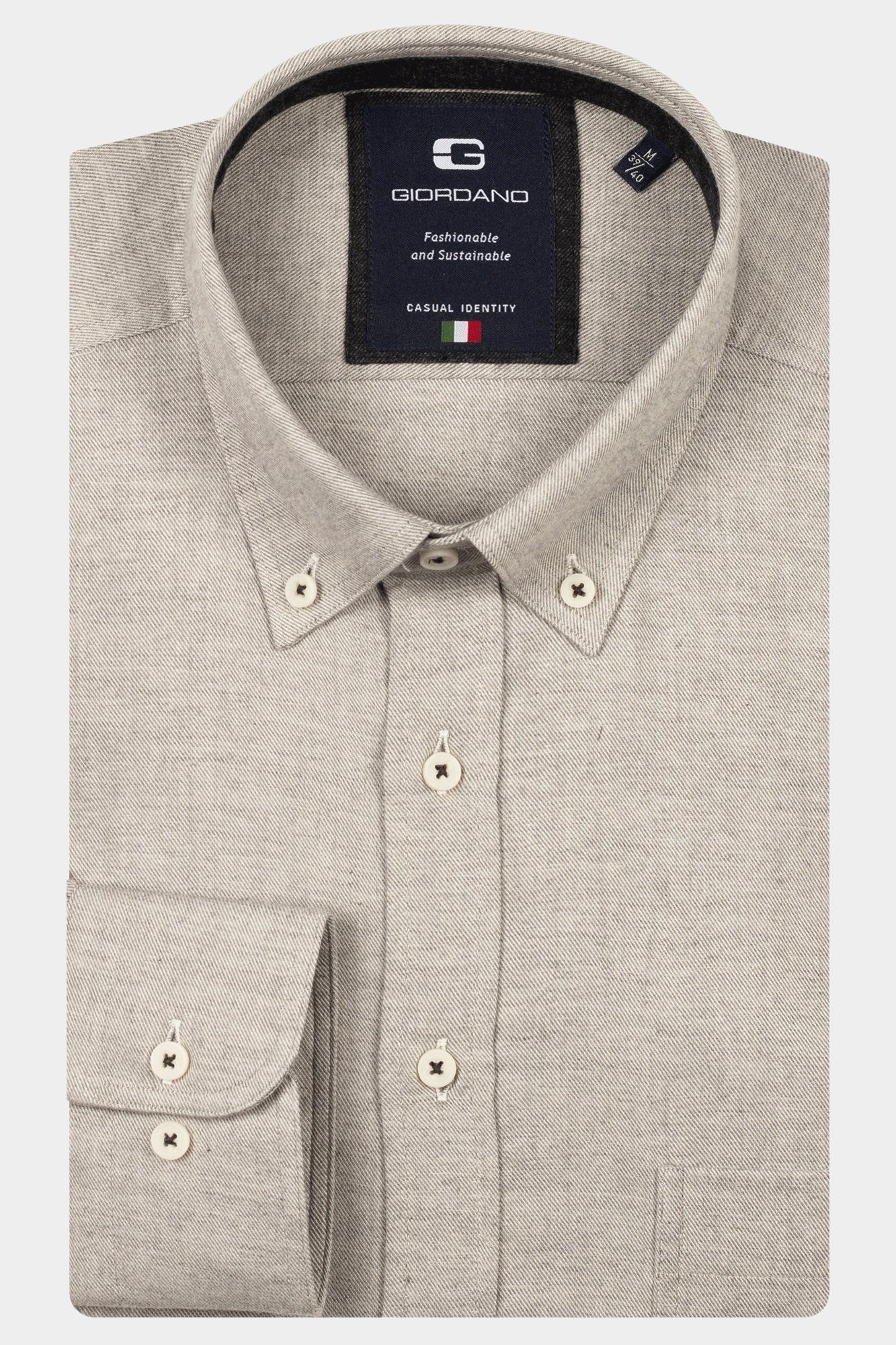 Giordano Casual hemd lange mouw Grijs Brando long sleeve button dow 527005/91