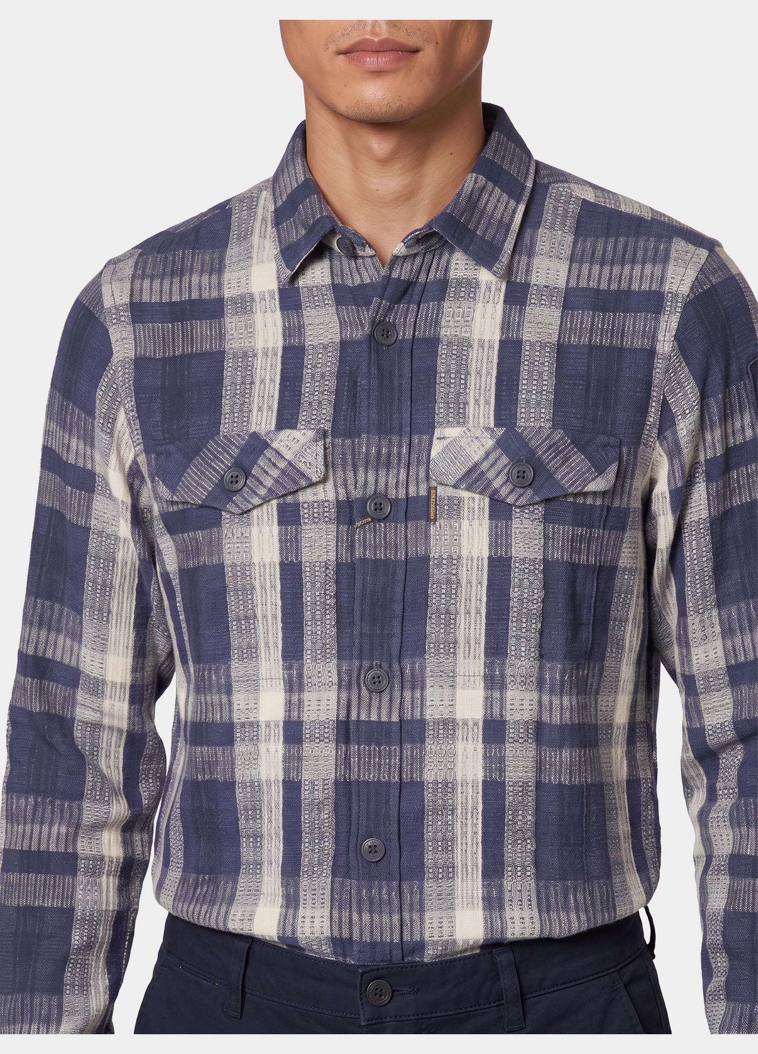 PME Legend Overhemd heren Blauw Long sleeve shirt Yarn Dyed C PSI2610212/5281