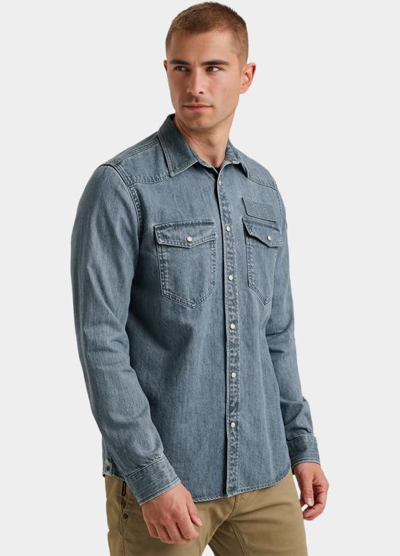 PME Legend Casual hemd lange mouw Blauw LONG SLEEVE SHIRT Indigo Deni PSI2511248/DEB