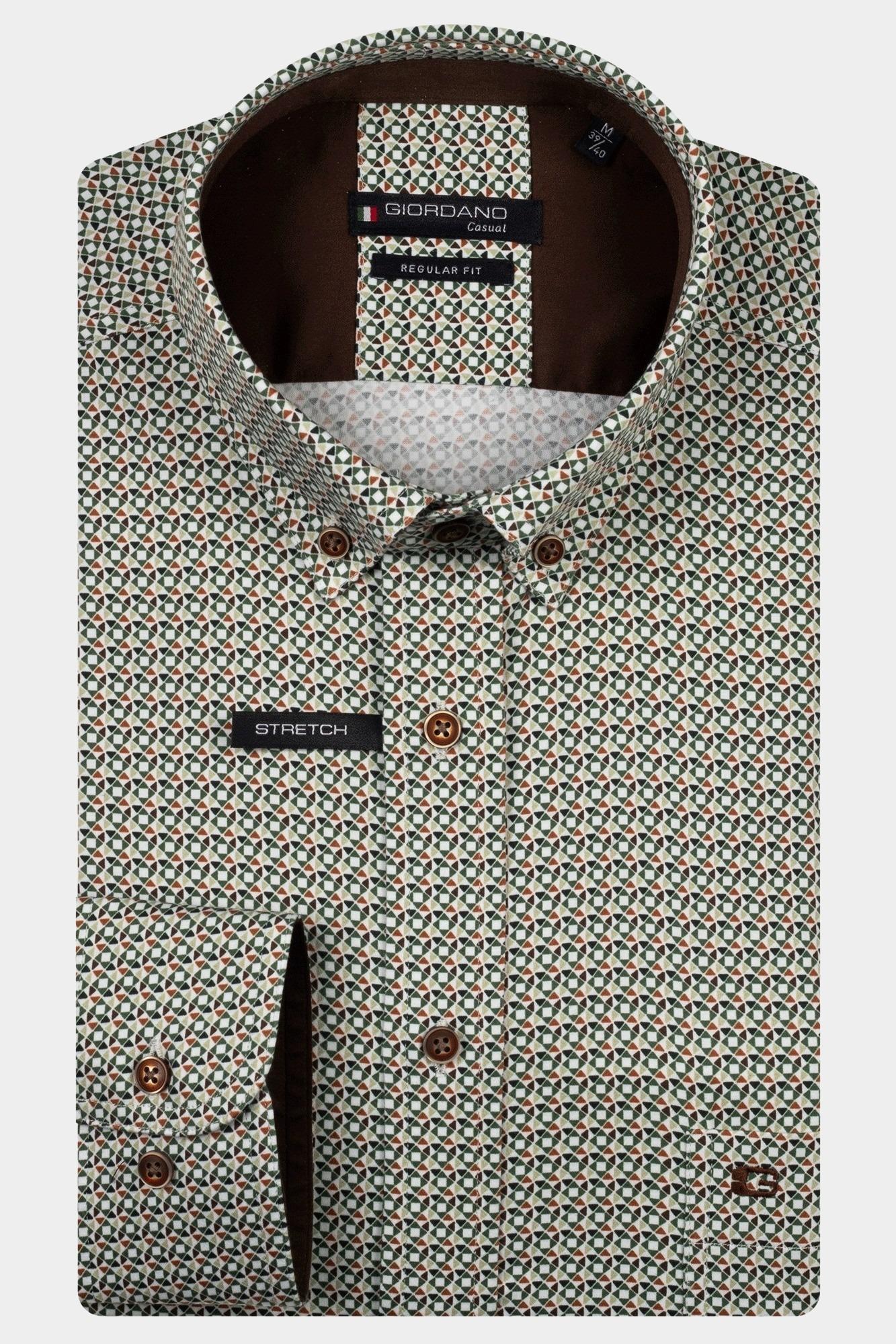 Giordano Casual hemd lange mouw Groen Ivy long sleeve button down S 527047/70