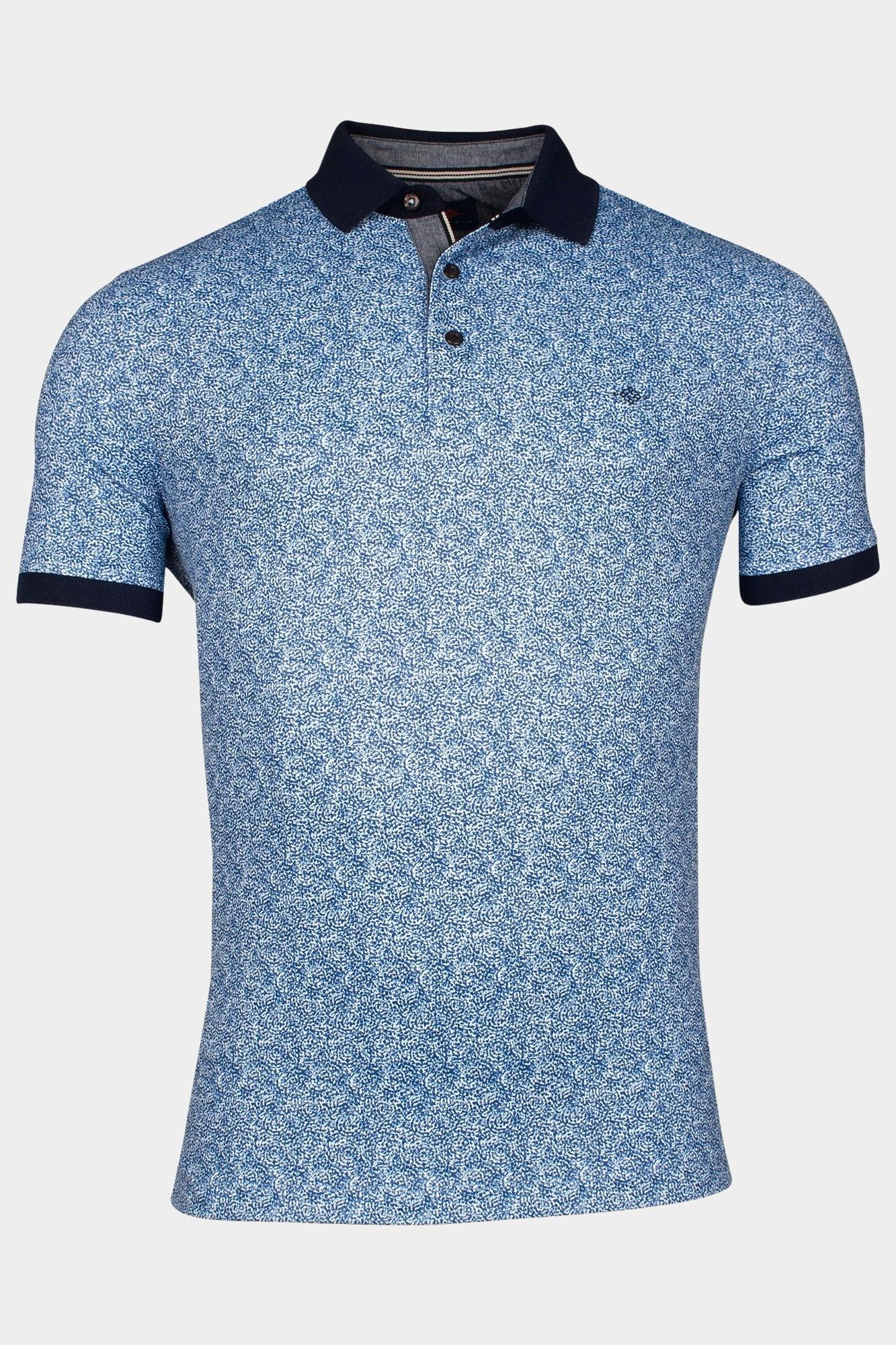 Baileys Polo korte mouw Blauw Poloshirt all over print "Bat 515218/65