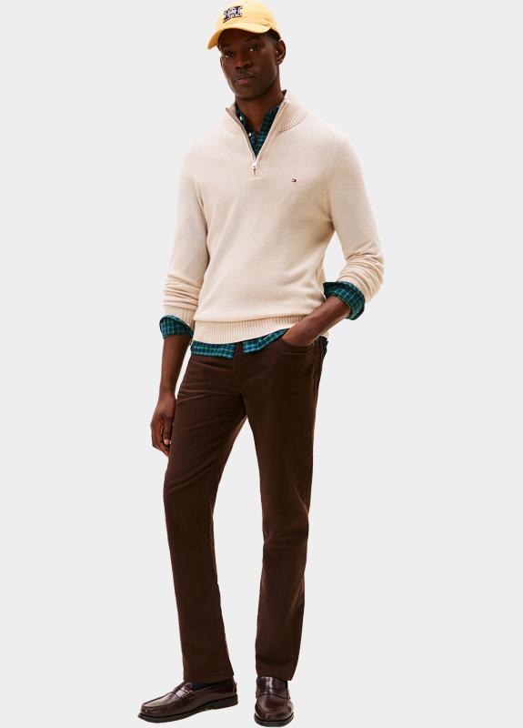 Tommy Hilfiger Half Zip Beige LAMBSWOOL ZIP MOCK MW0MW36536/AFL