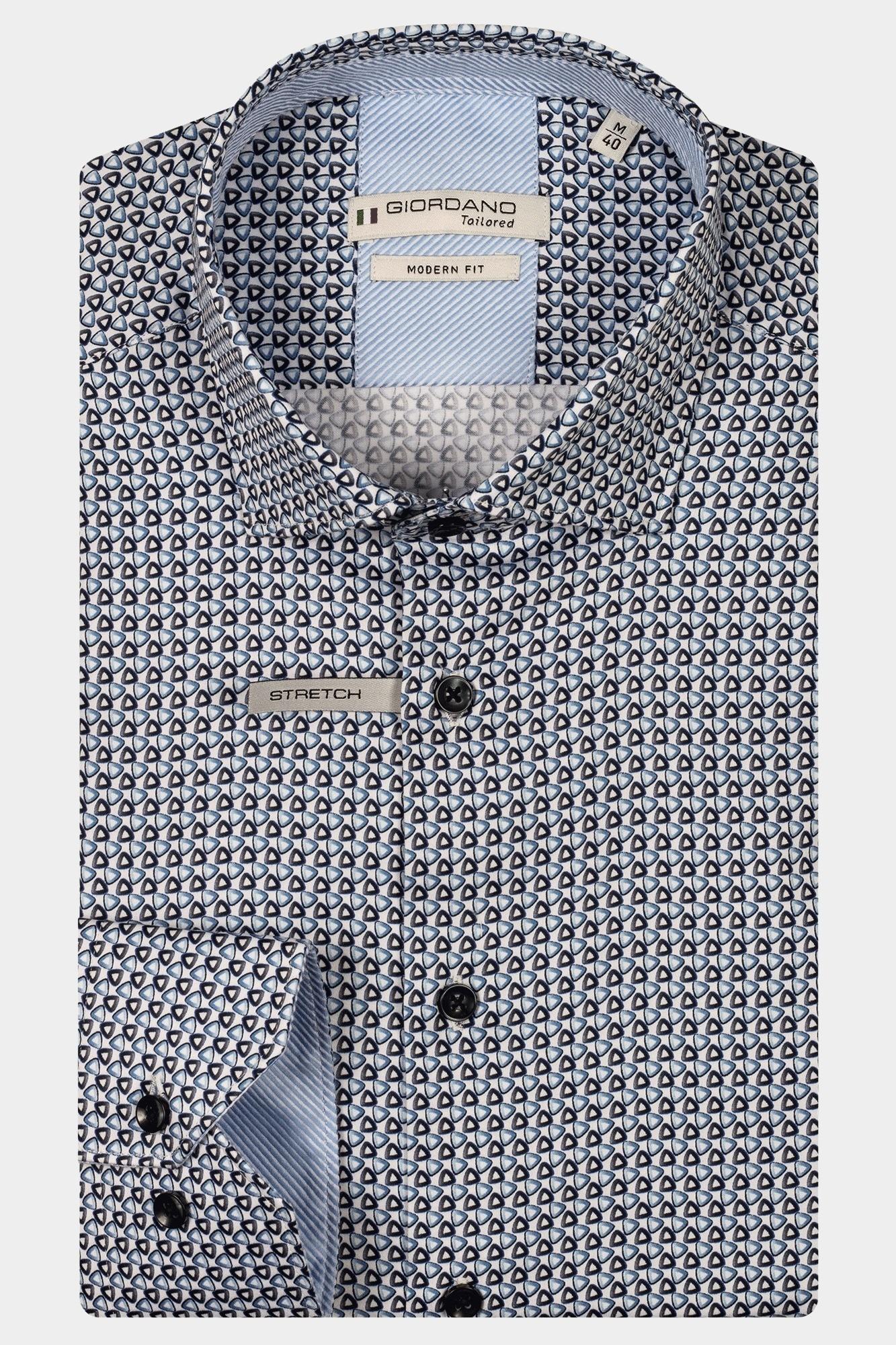 Giordano Casual hemd lange mouw Blauw Maggiore long sleeve semi cut 517820/60