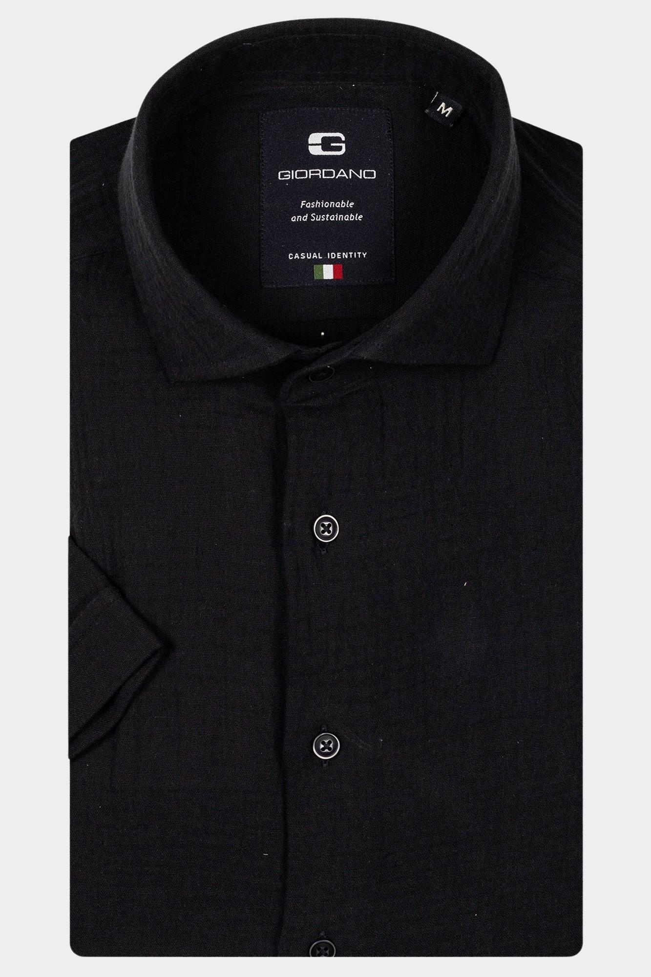 Giordano Casual hemd korte mouw Blauw Front short sleeve cutaway Do 516862/60