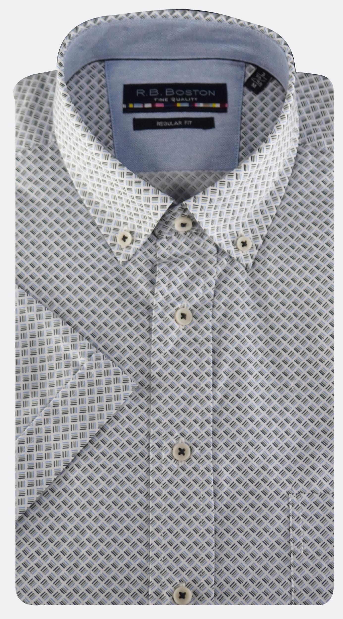R.B. Boston Casual hemd korte mouw Multi regular fit met fijne print 516670/732