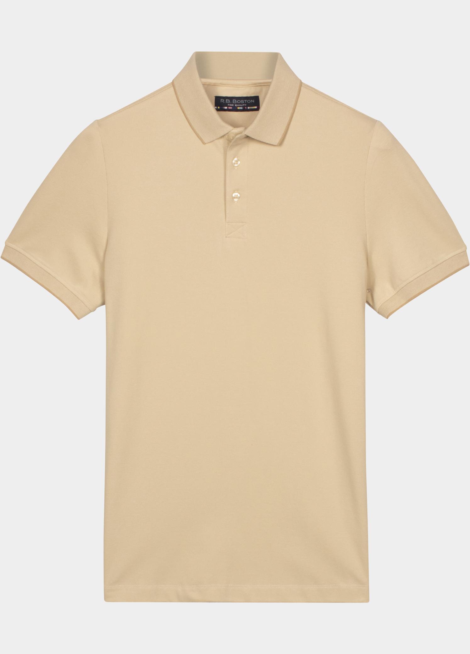 R.B. Boston Polo heren Beige Polo Shirt  Solid Oxford Piqu 615294-78/81