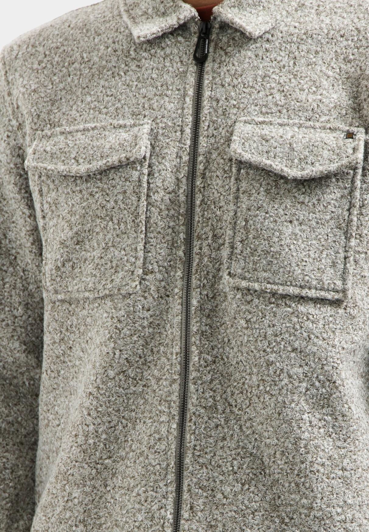 No Excess Overshirt Grijs Overshirt Zipper Wool look 29510818SN/102