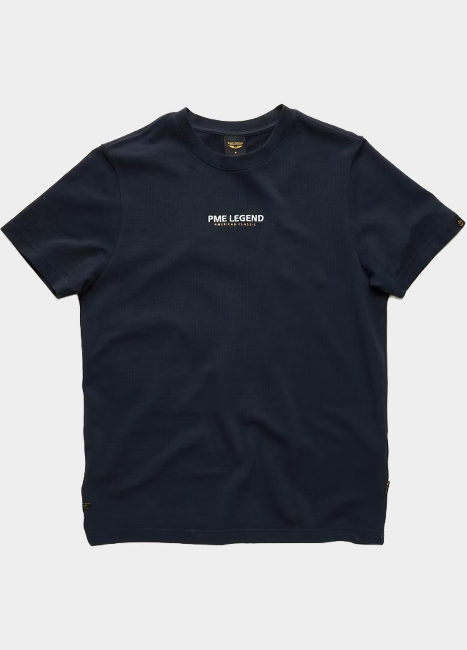 PME Legend T-shirt heren Blauw Short sleeve r-neck flat waff PTSS2608564/5281