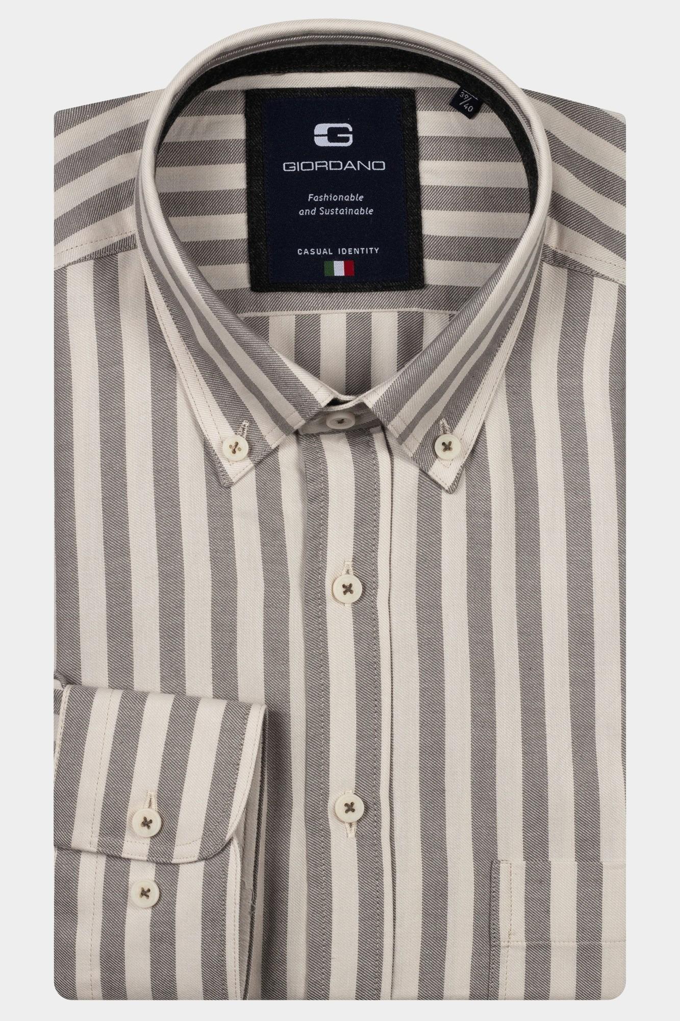 Giordano Casual hemd lange mouw Grijs Brando long sleeve button dow 527101/91