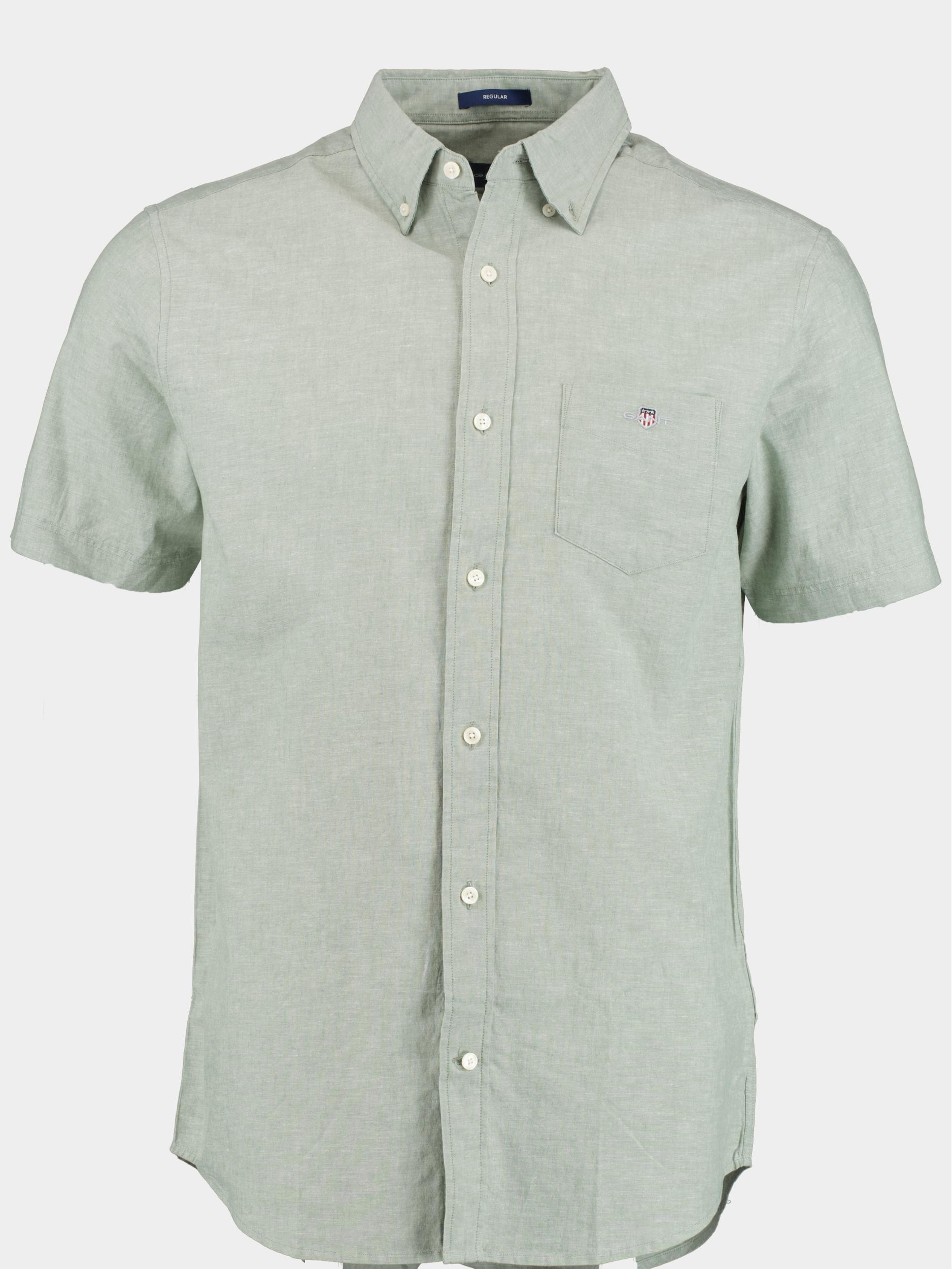 Gant Casual hemd korte mouw Groen Reg Cotton Linen SS Shirt 3230053/362