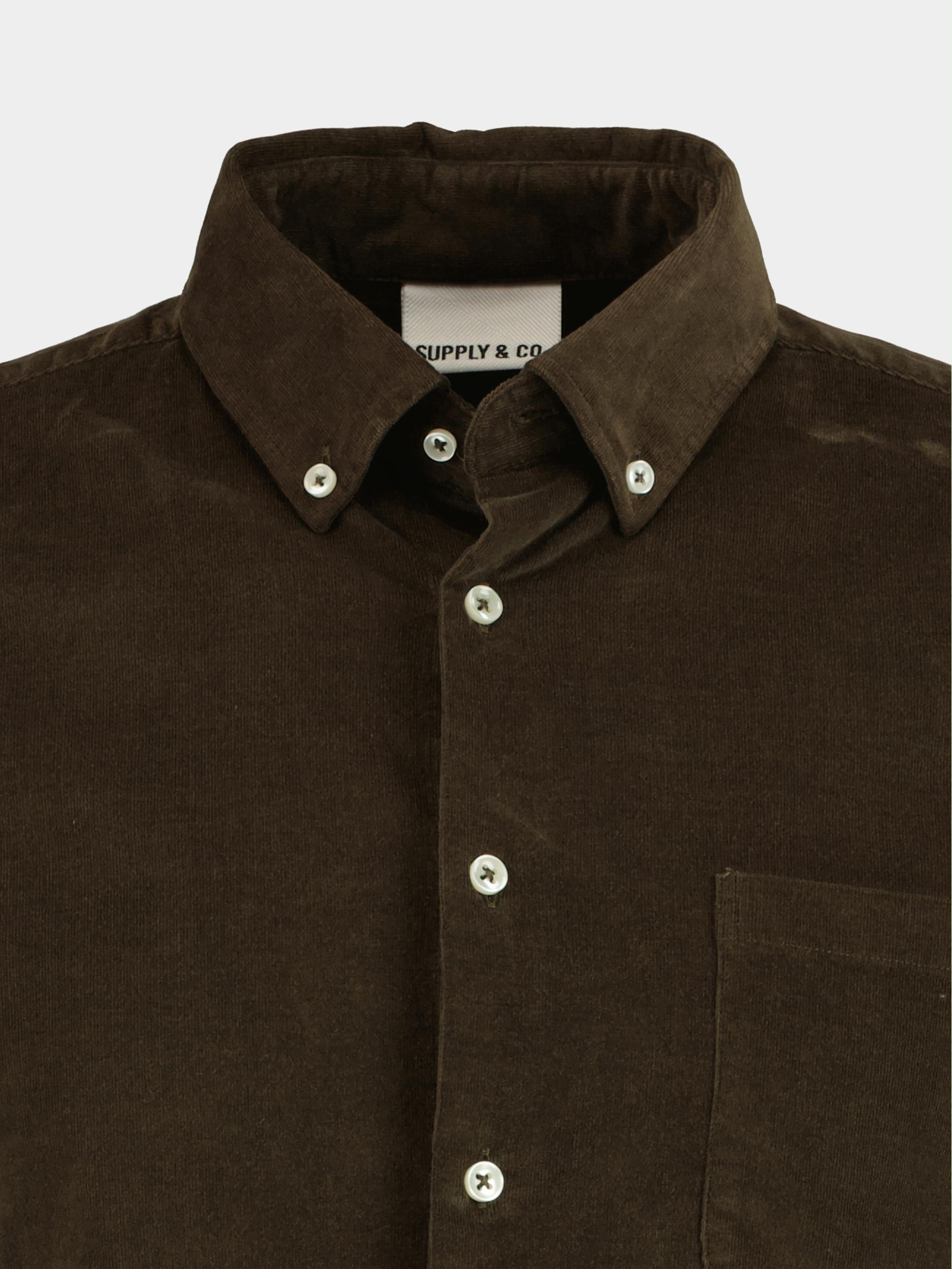 Supply & Co. Casual hemd lange mouw Groen Chen Babycord Stretch Shirt B 22307CH17/368 olive