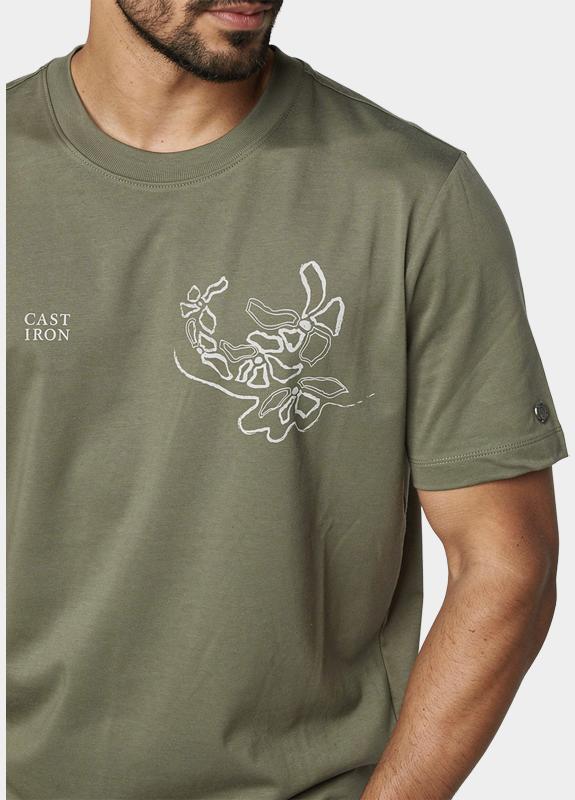 Cast Iron T-shirt heren Groen Short sleeve r-neck regular f CTSS2605586/6148