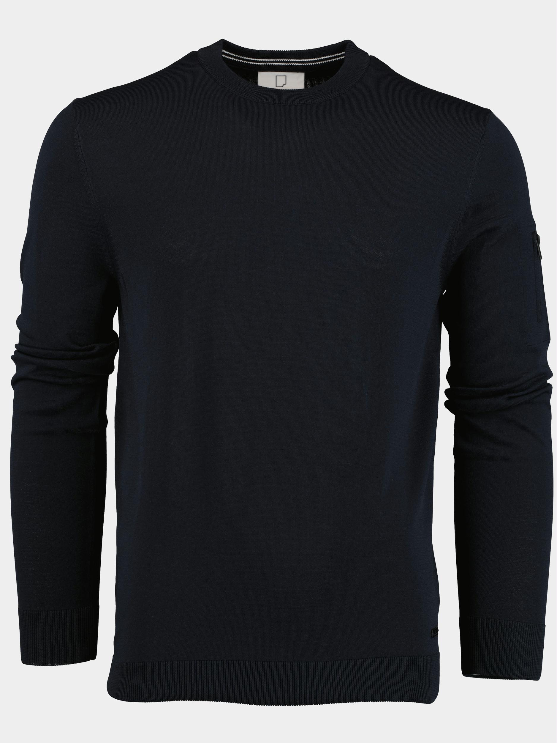 Born With Appetite Pullover Blauw Pipa R-neck Stretch 23105PI72/290 navy