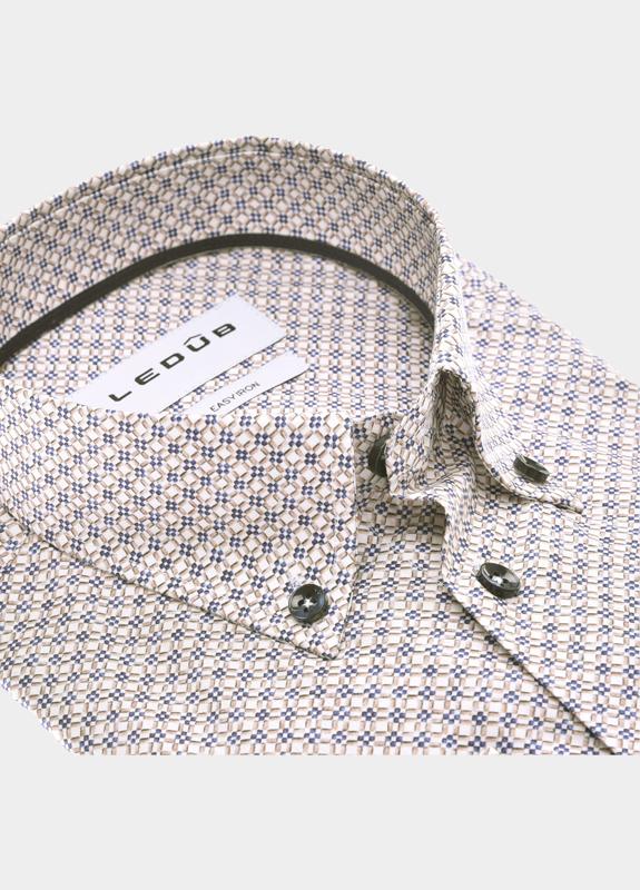 Ledub Business hemd lange mouw Bruin  0702015/620-196-000