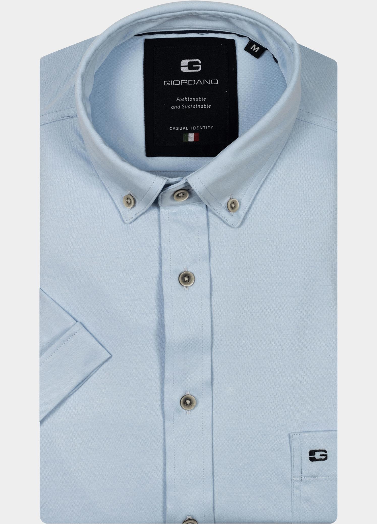 Giordano overhemd korte mouw heren Blauw Alfa Short Sleeve Button Down 616078/61