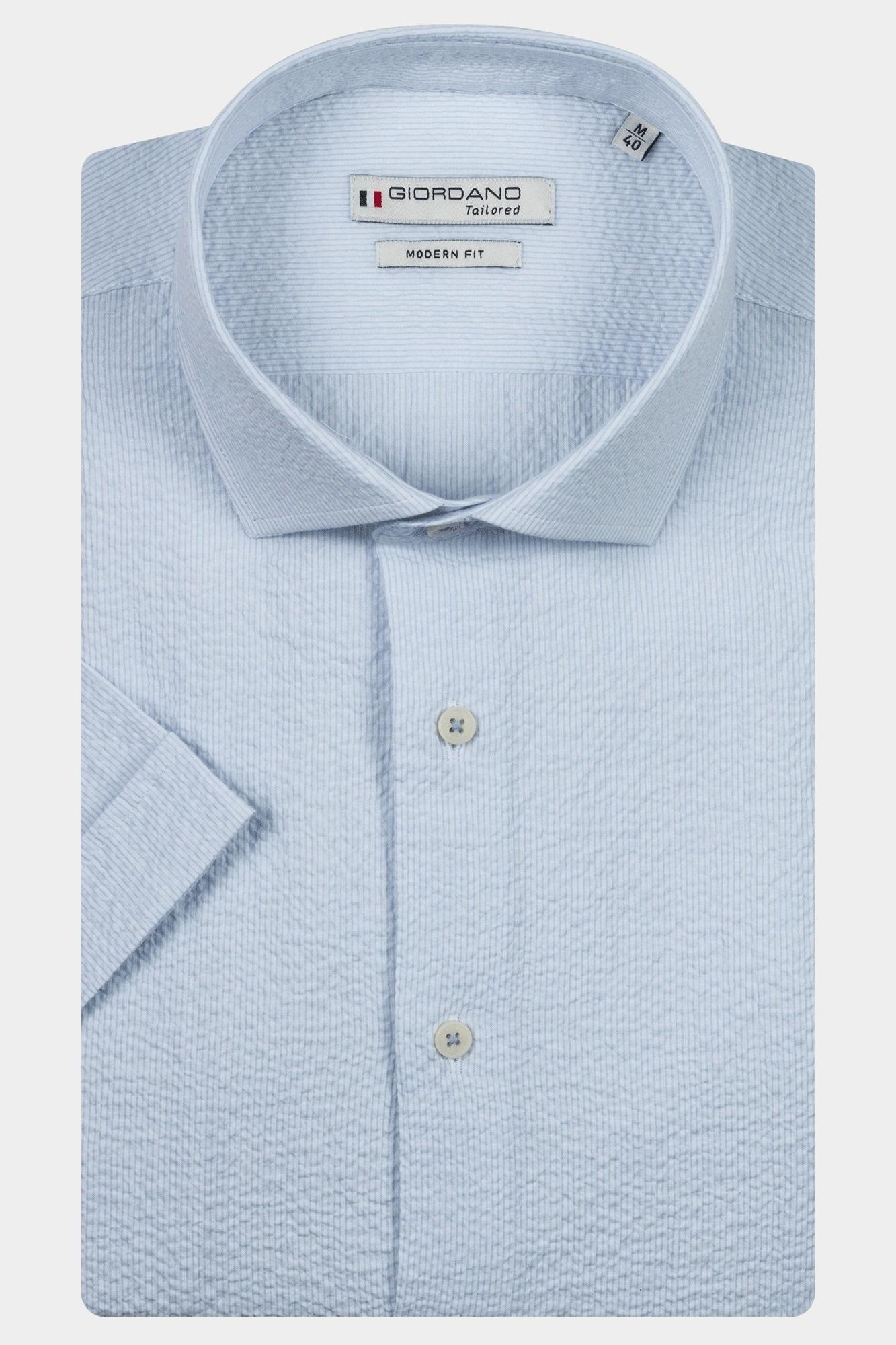 Giordano Casual hemd korte mouw Blauw Front short sleeve cutaway Se 516861/61