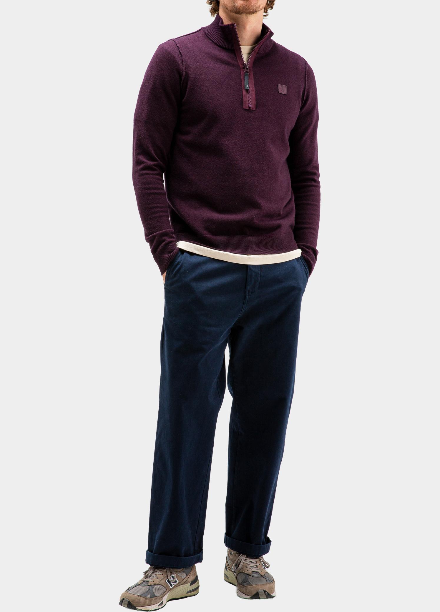 Butcher of Blue Half Zip Paars Clifden M2626100/845