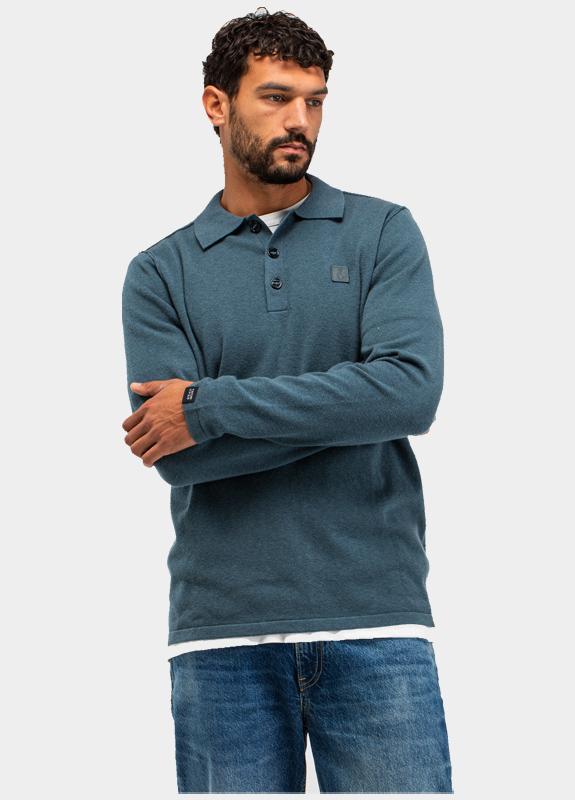 Butcher of Blue Polo lange mouw Blauw Clifden Polo M2126015/817