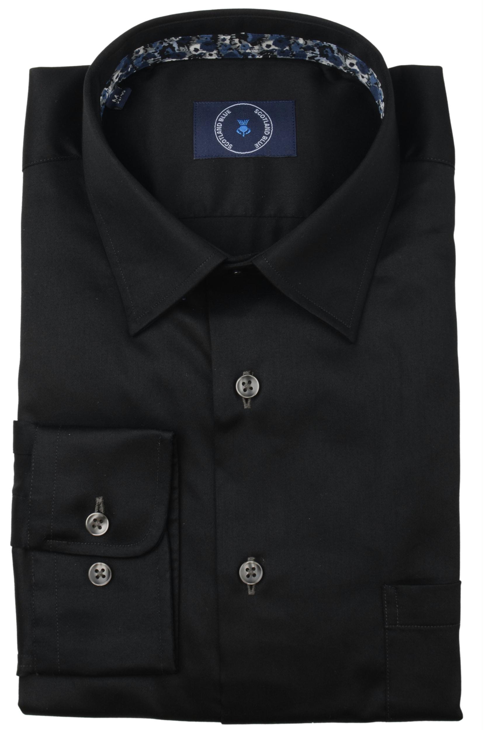 Scotland Blue Casual hemd lange mouw Zwart Dean 2-tone Twill Shirt Sprea 21307DE35SB/980 antra