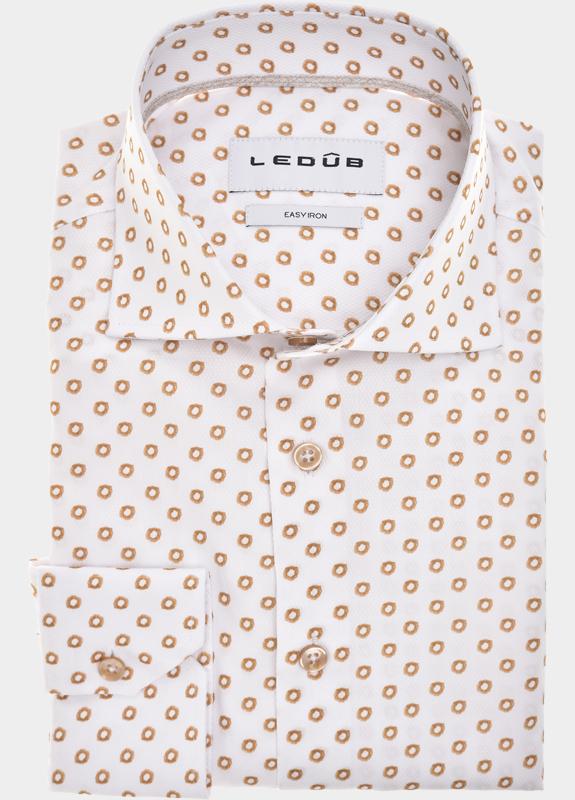 Ledub Business hemd lange mouw Bruin  0143330/620-620-000