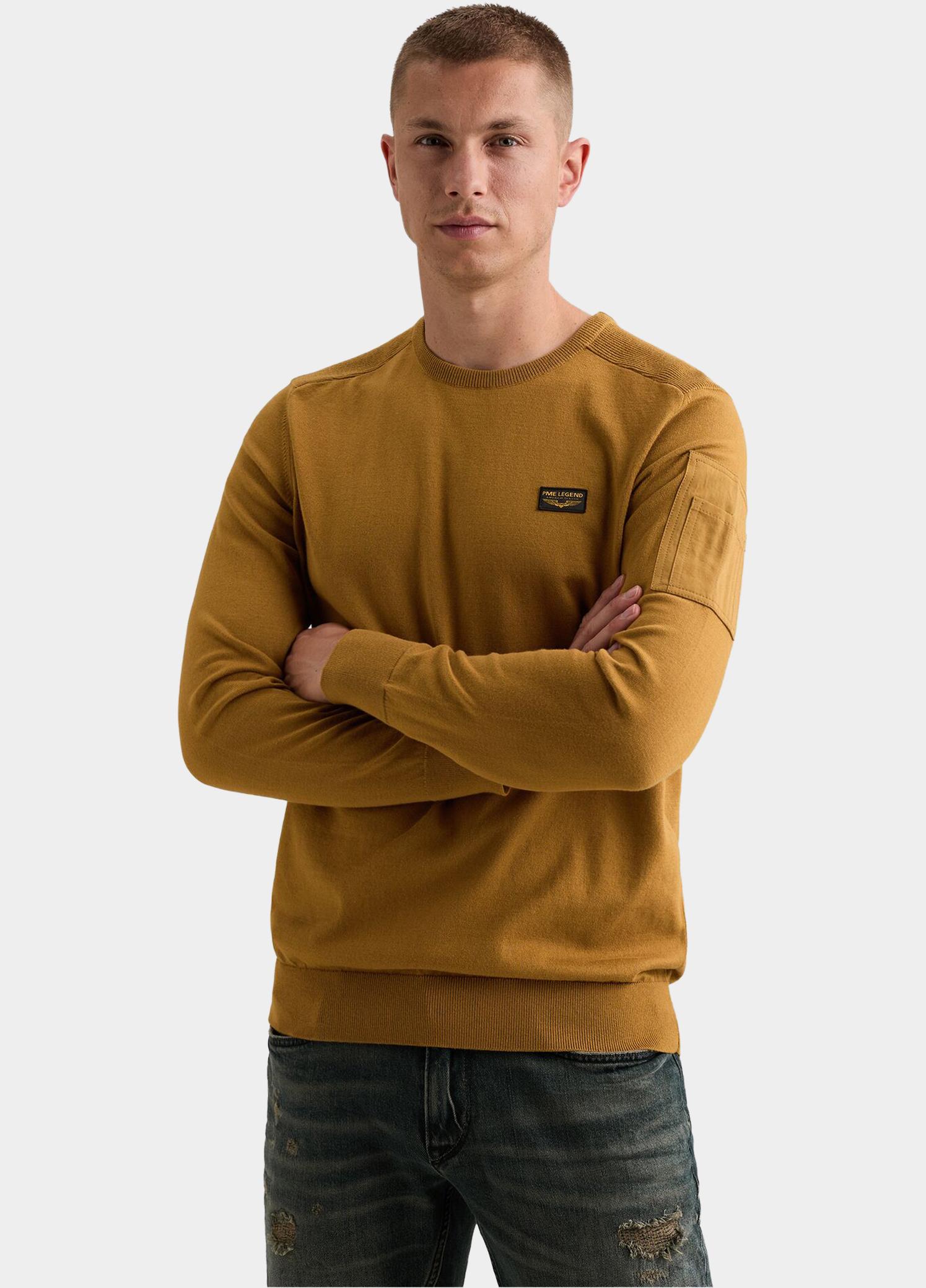 PME Legend Pullover heren Bruin R-neck American Classic PKW2608320/8187