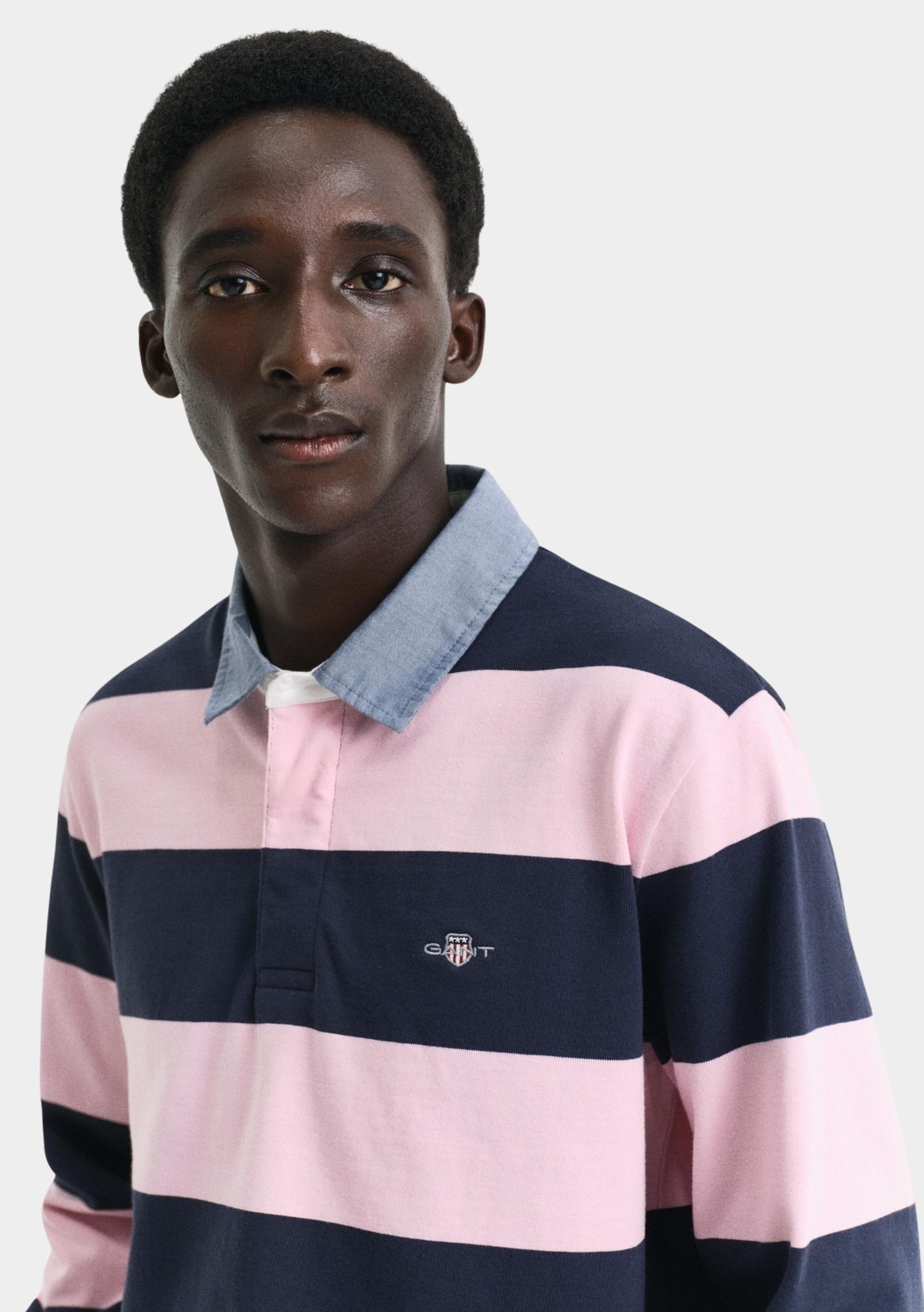 Gant Polo lange mouw Roze REG CHAMBRAY STRIPE HEAVY RUG 2004083/637