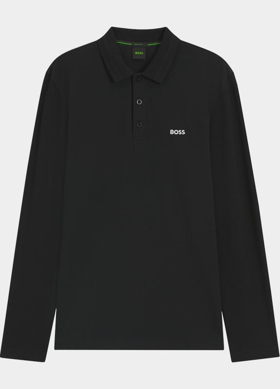 BOSS Green Polo lange mouw Zwart Plisy 10266738 01 50536609/009
