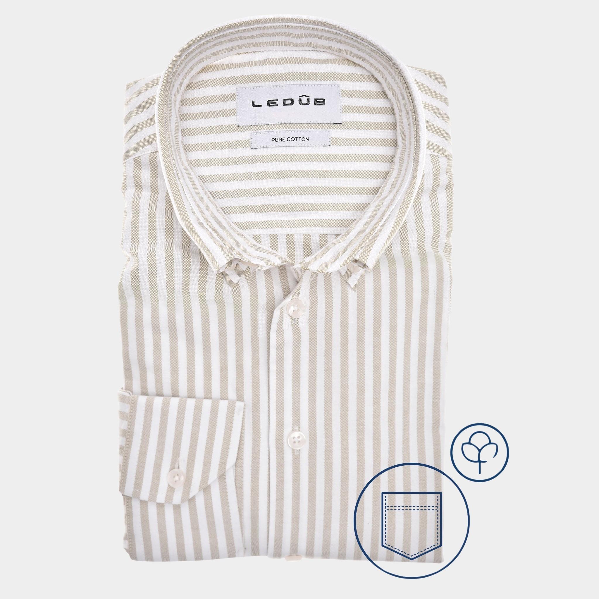 Ledub Business hemd lange mouw Bruin  0142883/620-000-000