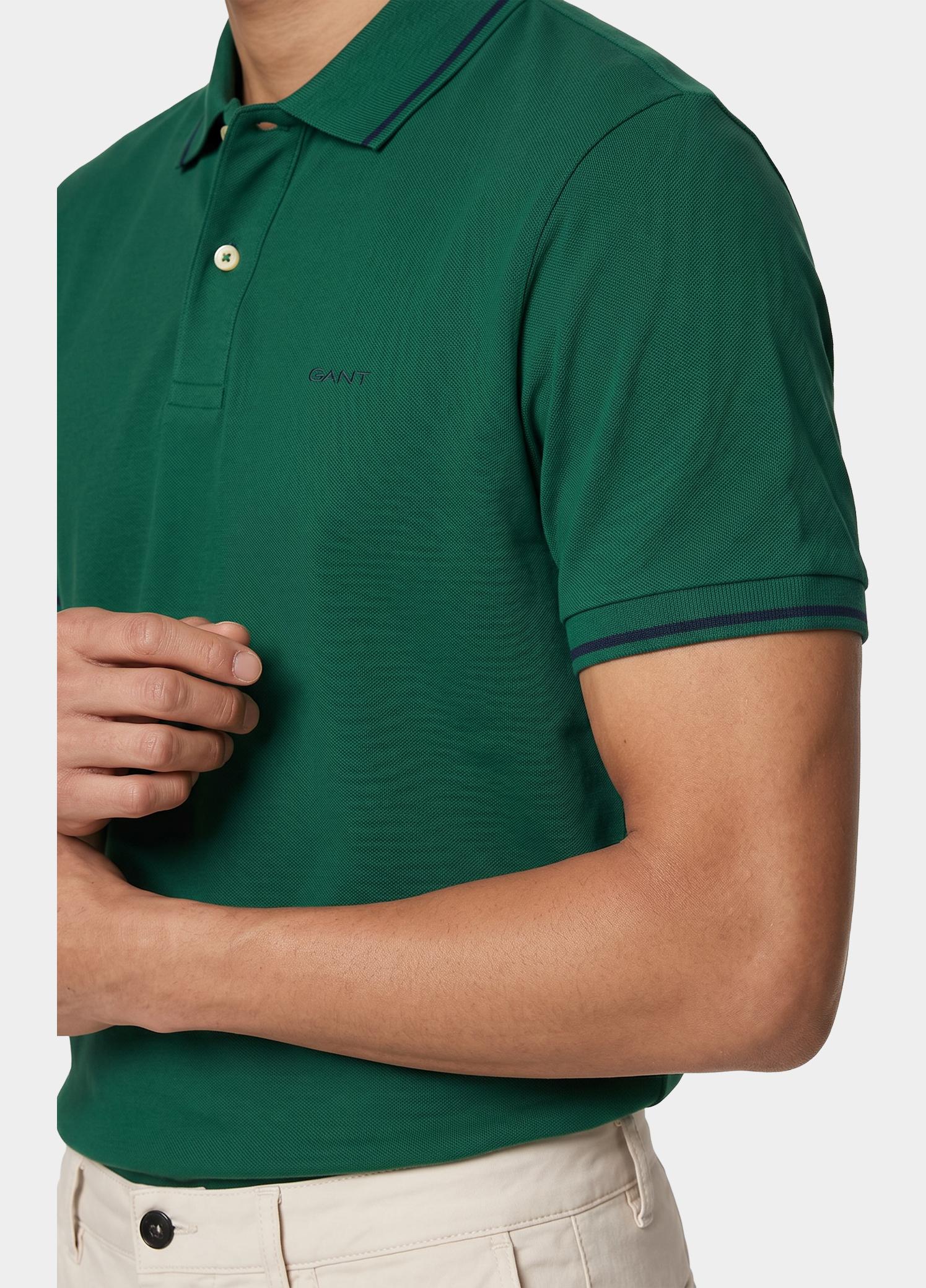 Gant Polo heren Groen Tipped Piqué Polo Shirt 2062034/322