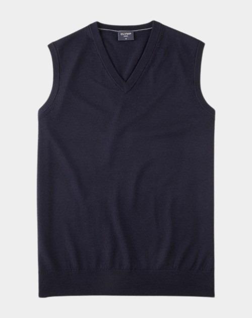 Olymp Spencer Blauw V-Pullunder Basic Merino 533667/18
