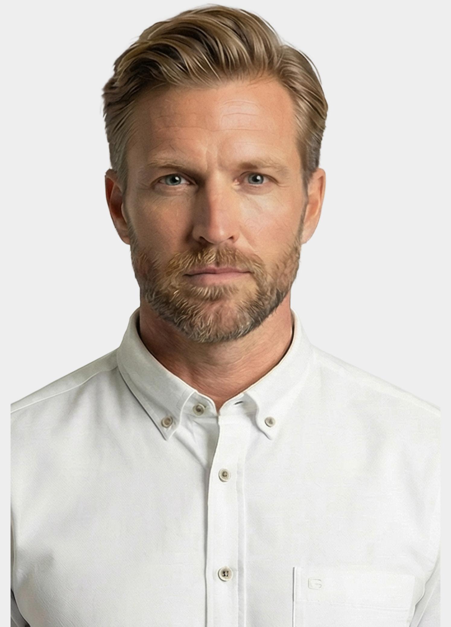 Giordano overhemd korte mouw heren Wit Alfa Short Sleeve Button Down 616078/10