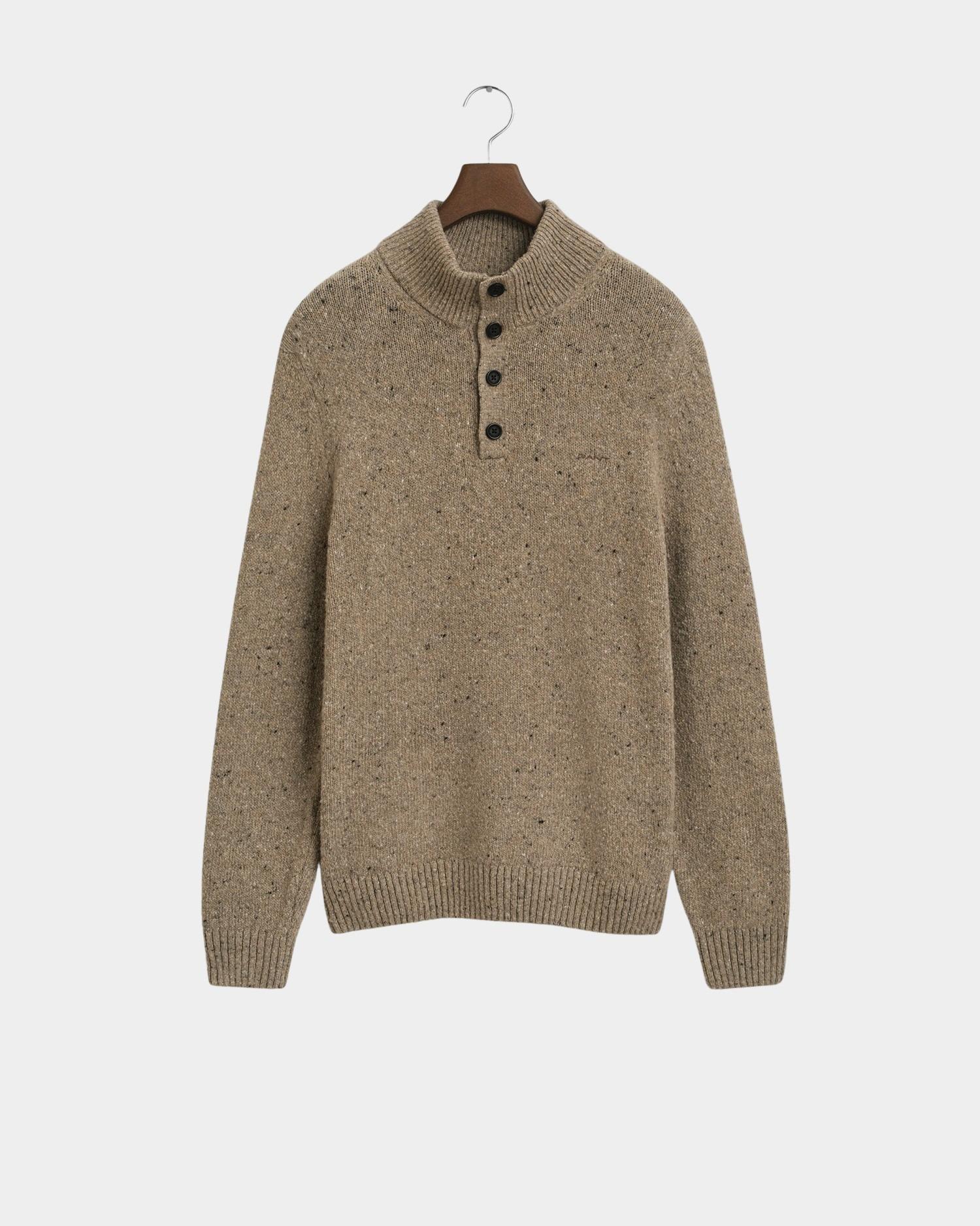 Gant Half Zip Bruin Wool blend Neps Half Buttoned 8040232/295