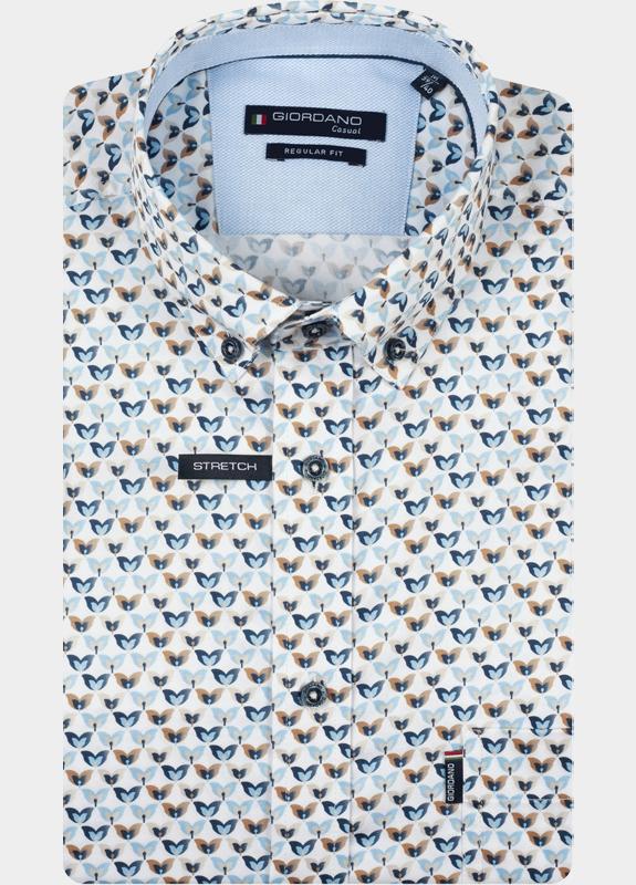 Giordano overhemd korte mouw heren Blauw League Short Sleeve Button Do 616036/60