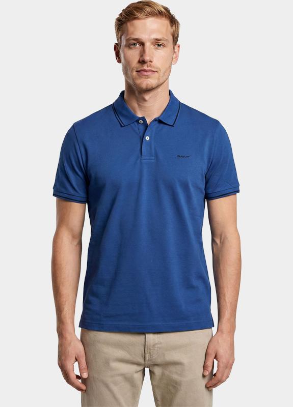 Gant Polo heren Blauw Tipped Piqué Polo Shirt 2062034/442