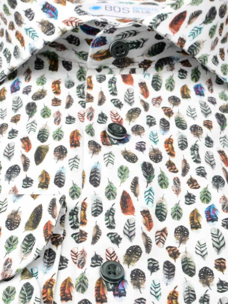 Bos Casual hemd lange mouw Groen Overhemd veren multicolor Bos 9/Multi
